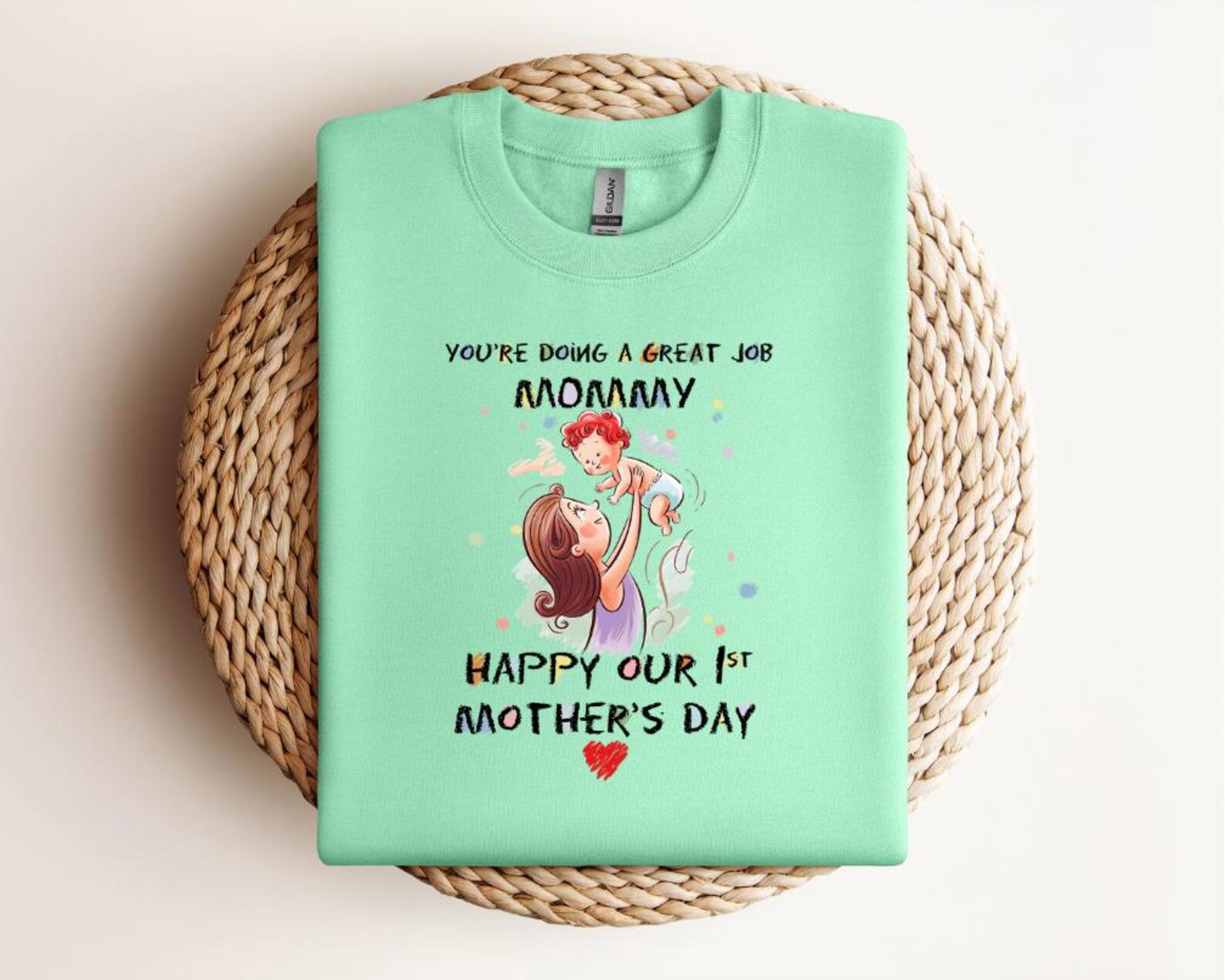 You're Doing a Great Job Mommy Shirt, First Mother's Day Gift, Cute Mom and Baby Illustration Tee, New Mom Present, First Mother's Day 5