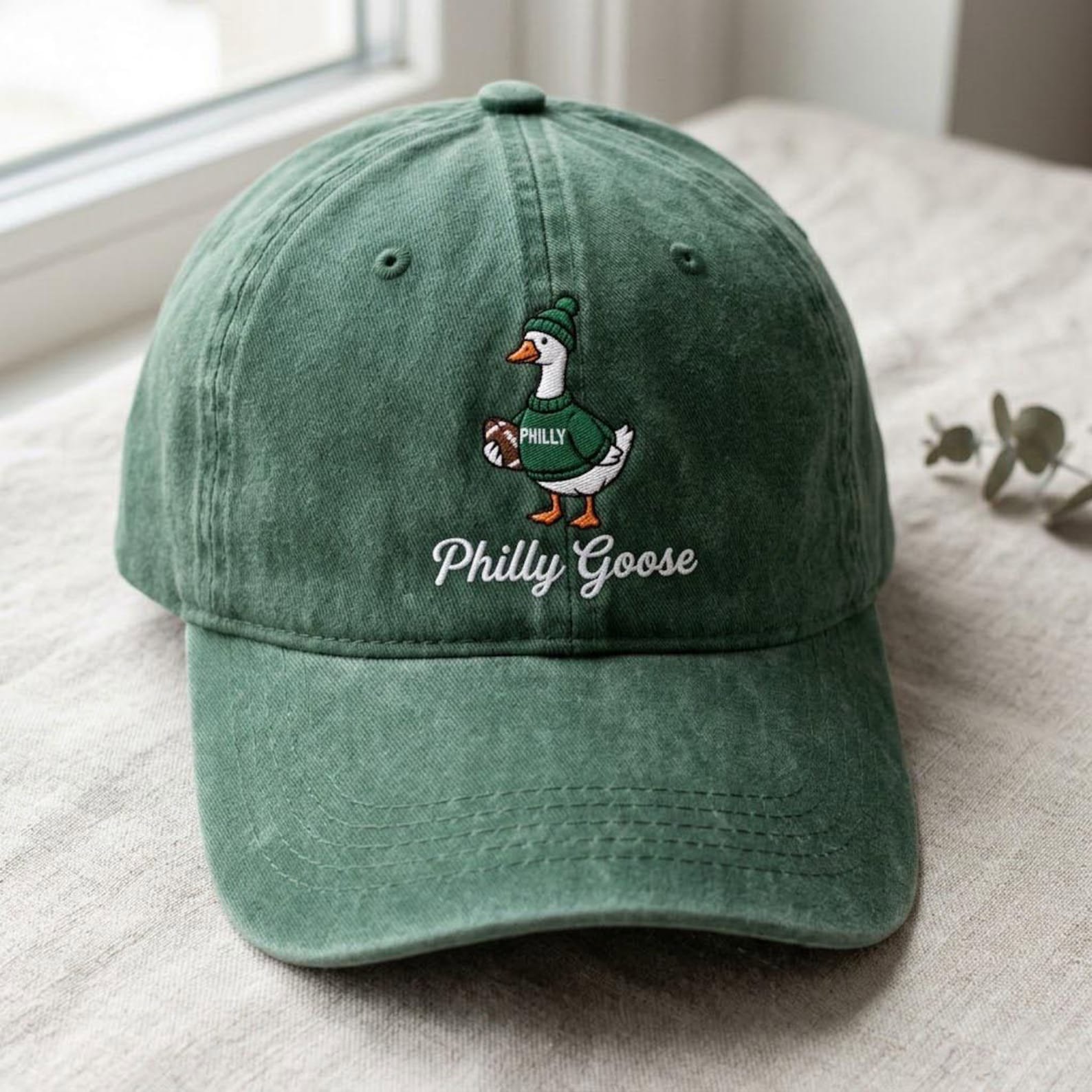 Funny Philly Goose Embroidered Washed Hat, Football Game Day Dad Cap, Sports Fan Goose Hat, Philadelphia Football Gift 2