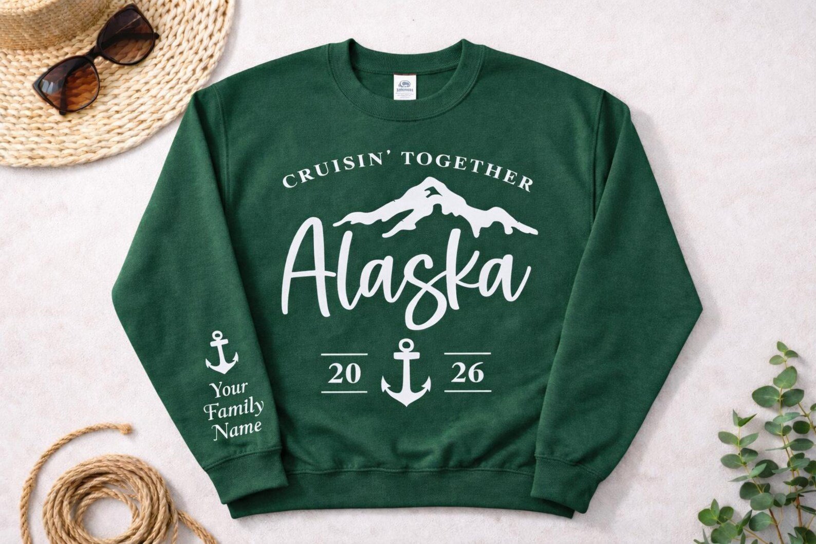 Alaska Cruise Family Sweatshirt, Custom Name Sleeve Crewneck, Matching Family Cruise Outfit, Alaska Trip 2026, Personalized Gift 5