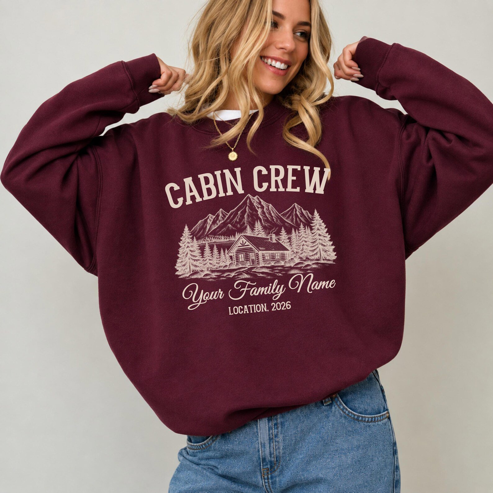 Cabin Crew Sweatshirt, Custom Family Vacation Destination Shirt, Mountain Girls Trip Tee 5
