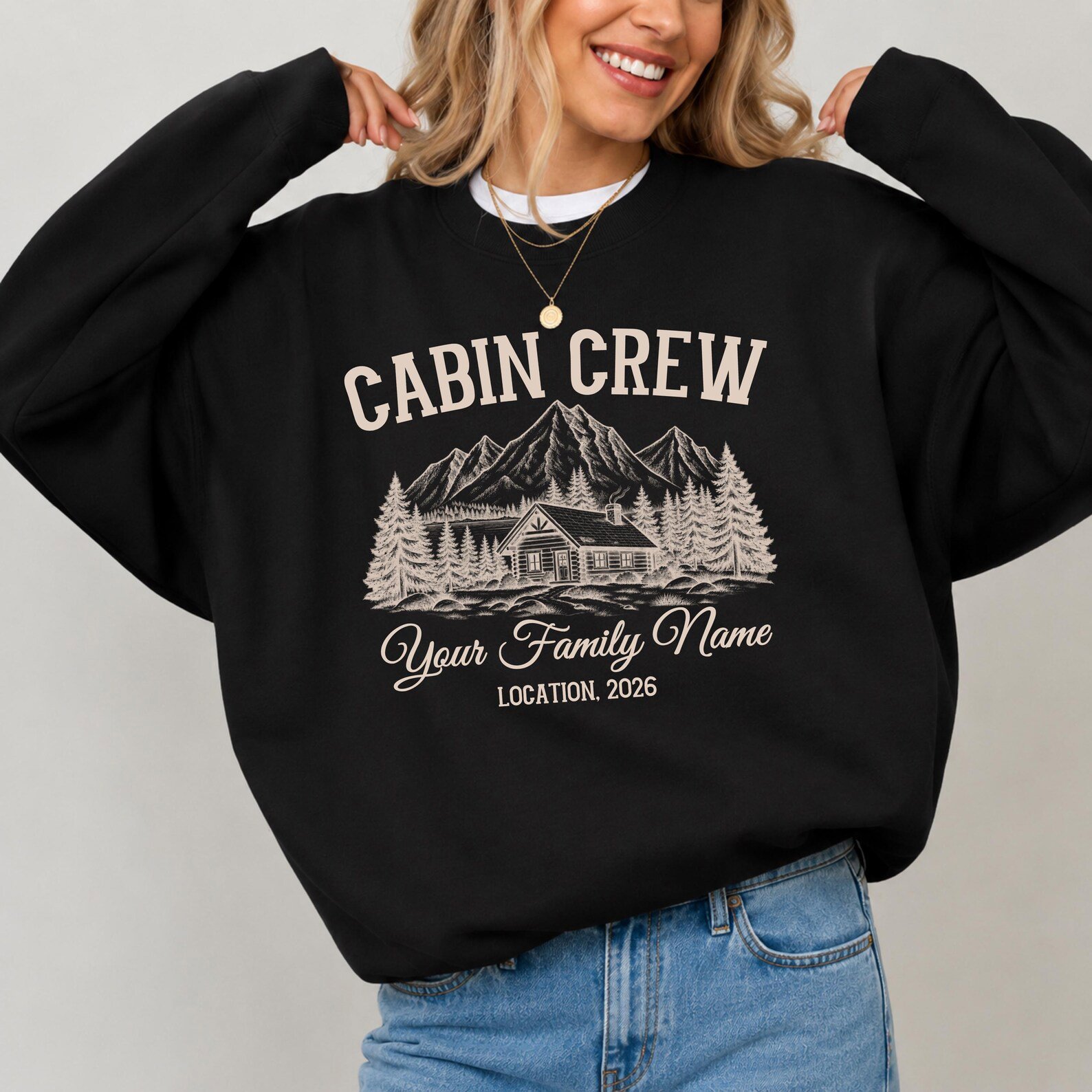 Cabin Crew Sweatshirt, Custom Family Vacation Destination Shirt, Mountain Girls Trip Tee 6