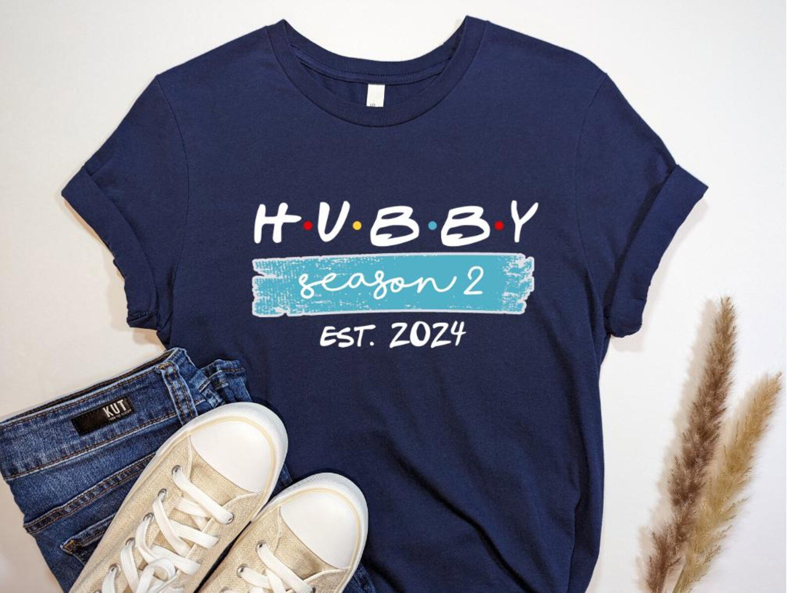 Matching Hubby Wifey Shirts, EST Custom Year Couple Shirts, His and Hers Matching Couple Shirt Gift, Newlywed Shirts, Anniversary Couple Tee 7