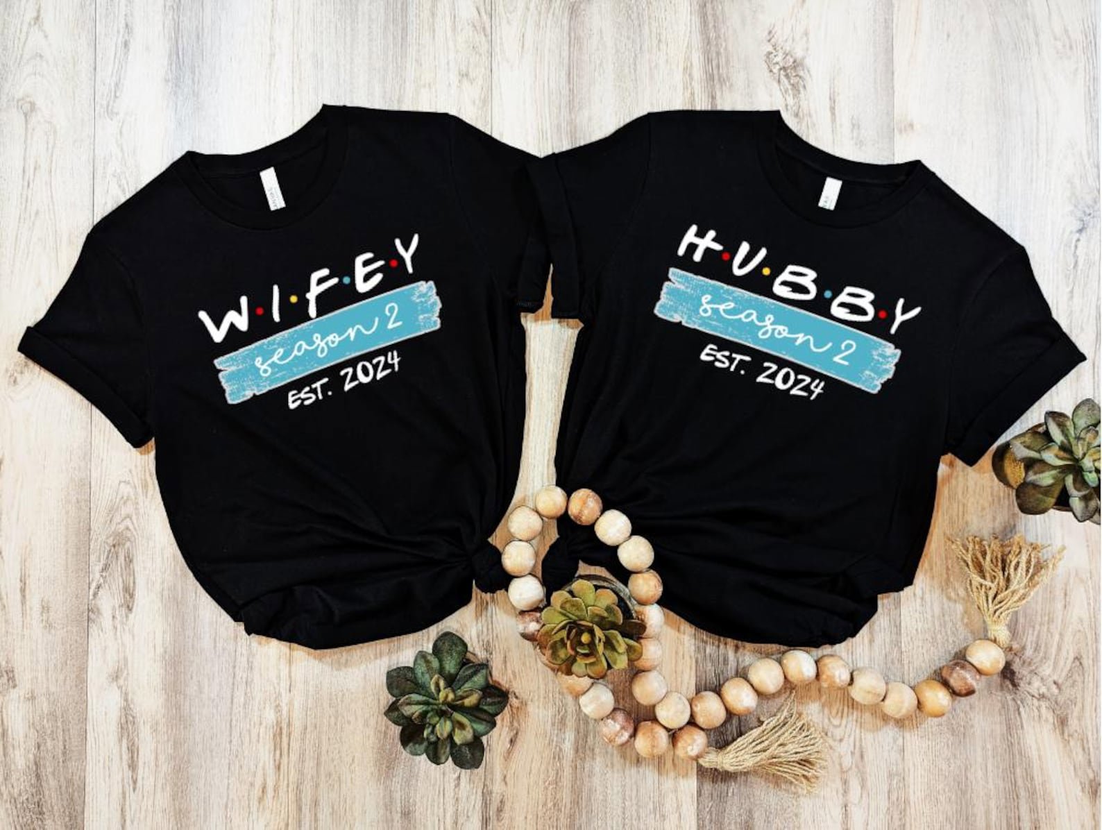 Matching Hubby Wifey Shirts, EST Custom Year Couple Shirts, His and Hers Matching Couple Shirt Gift, Newlywed Shirts, Anniversary Couple Tee 8
