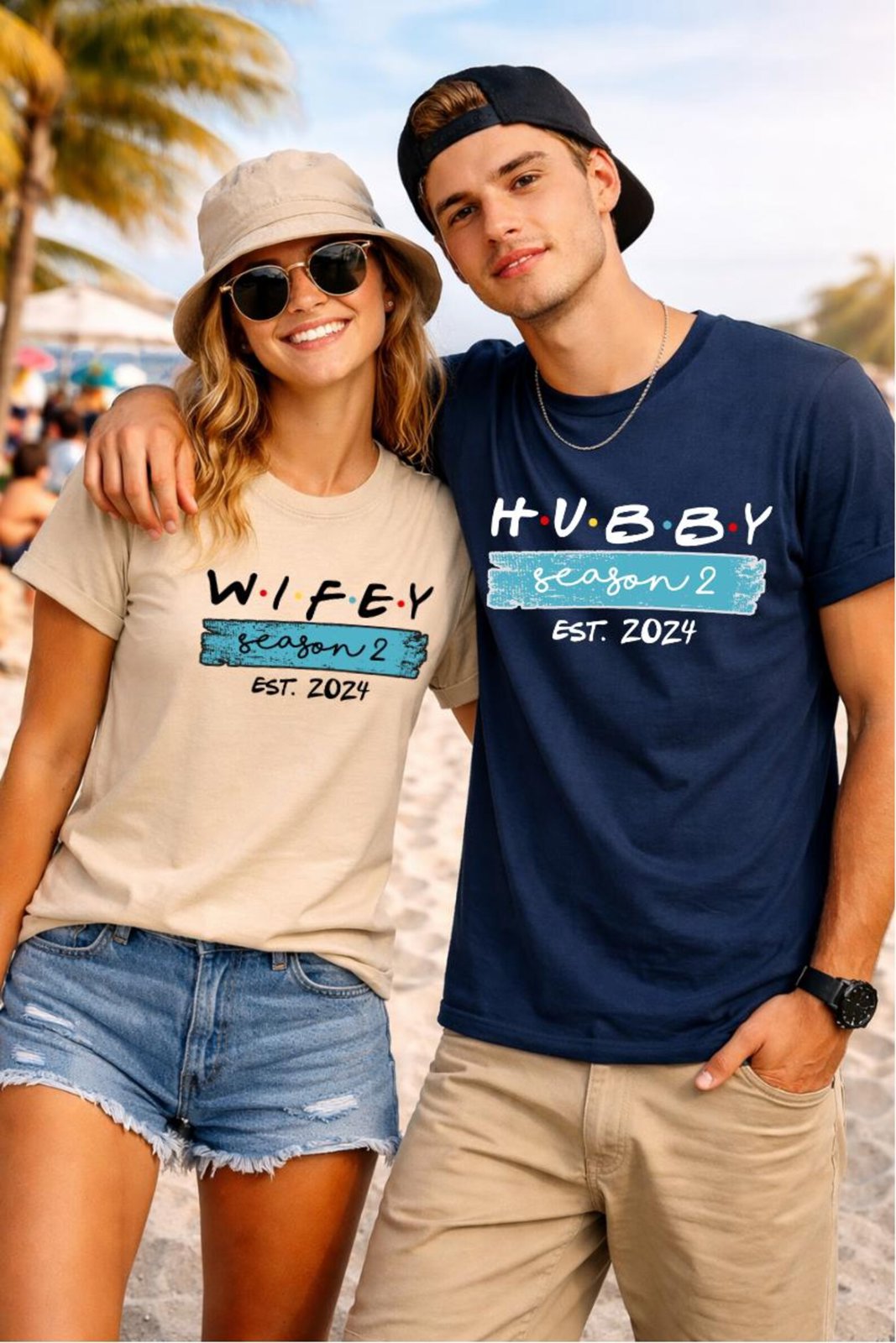 Matching Hubby Wifey Shirts, EST Custom Year Couple Shirts, His and Hers Matching Couple Shirt Gift, Newlywed Shirts, Anniversary Couple Tee 9