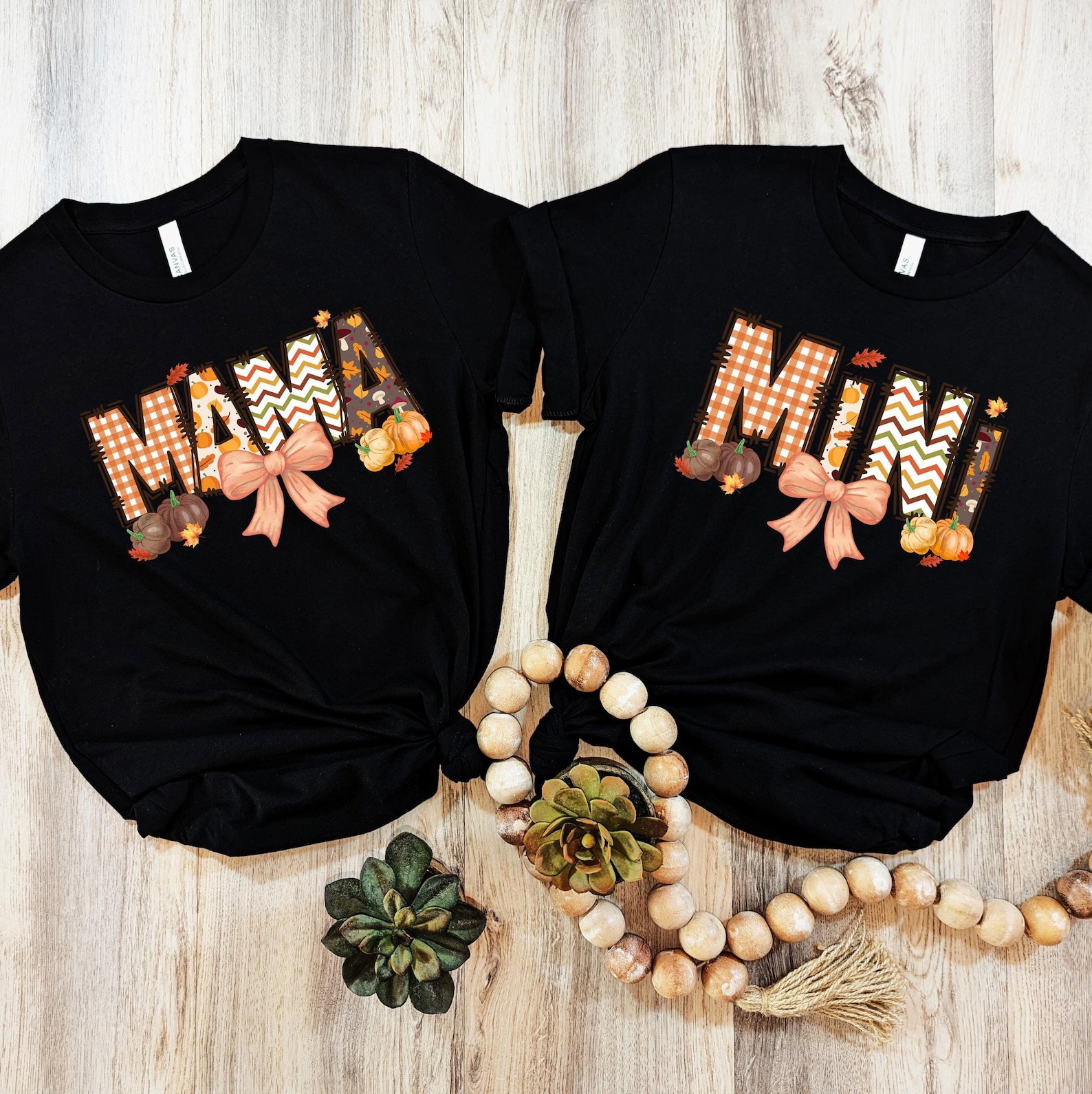 Custom Fall Mama Mini Shirt, Pumpkin Patch Bow Graphic Sweatshirt For Matching Family Autumn Outfit 4