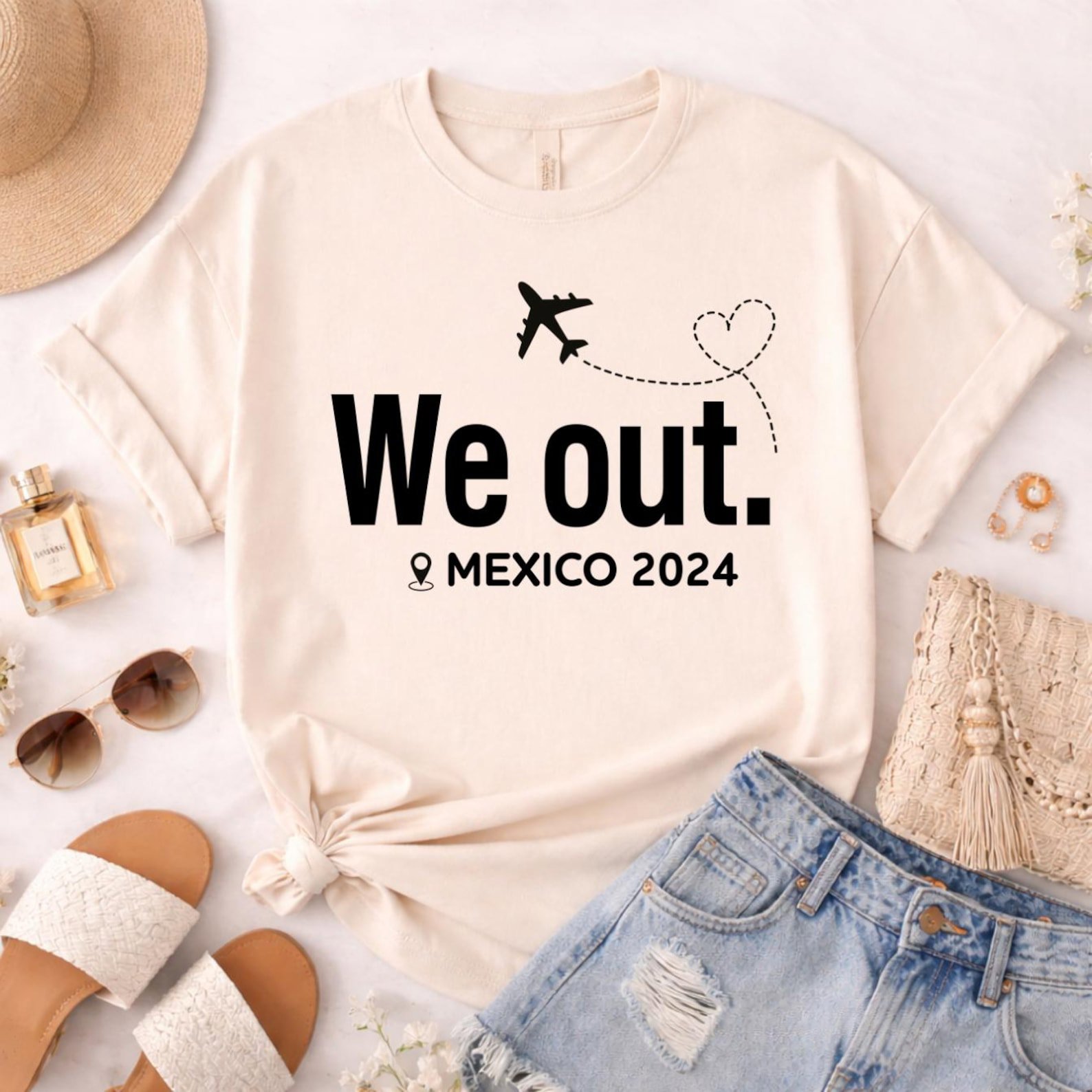 Custom Year and Destination "We Out" Matching Family Vacation Shirts, Personalized Girls Trip Tees, Couples Travel Outfit, Getaway Shirts 5