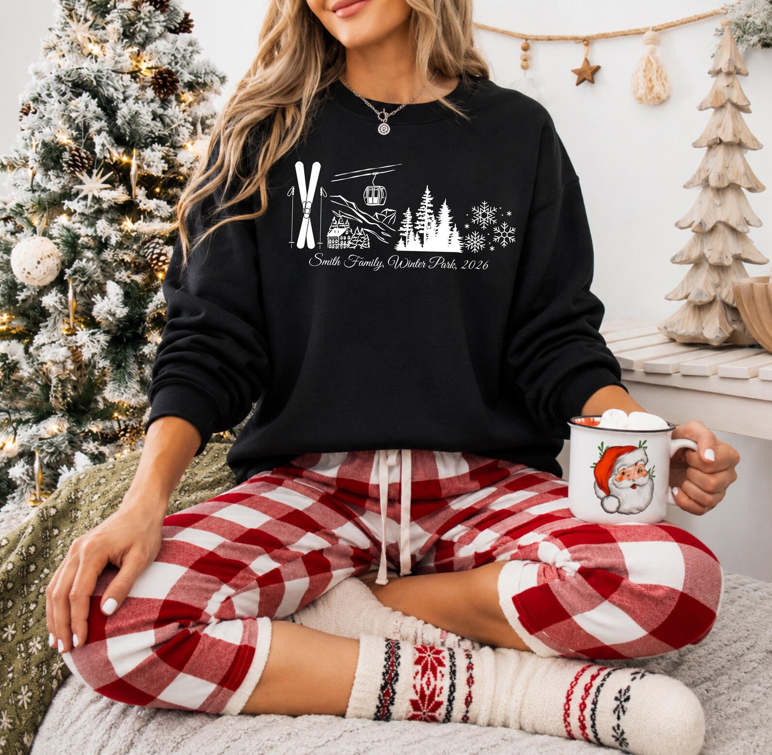 Custom Ski Trip Sweatshirt, Matching Family Vacation Shirt, Mountain Cabin Graphic Tee 6