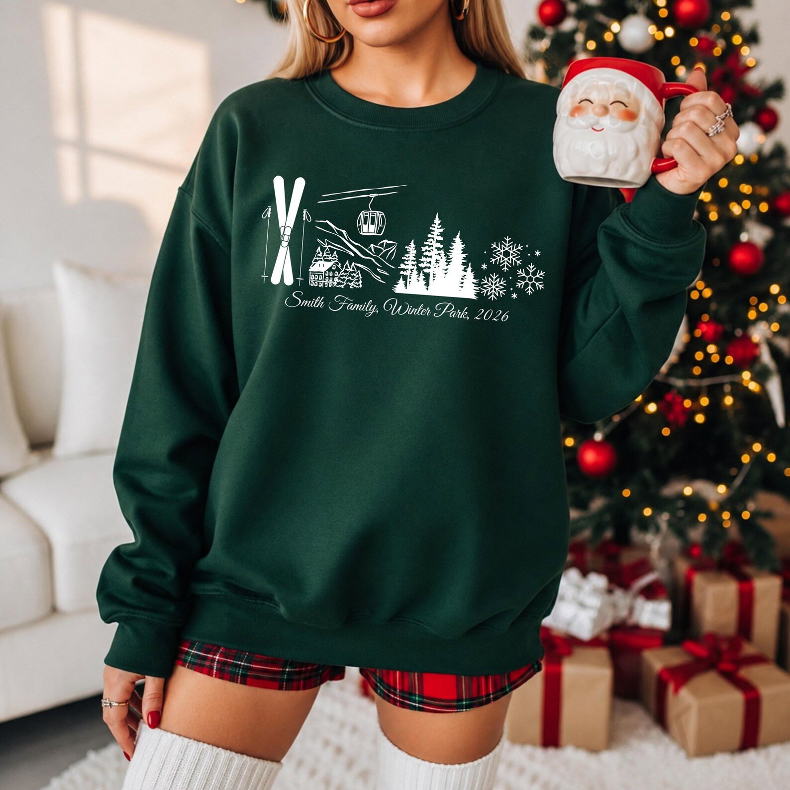 Custom Ski Trip Sweatshirt, Matching Family Vacation Shirt, Mountain Cabin Graphic Tee 7
