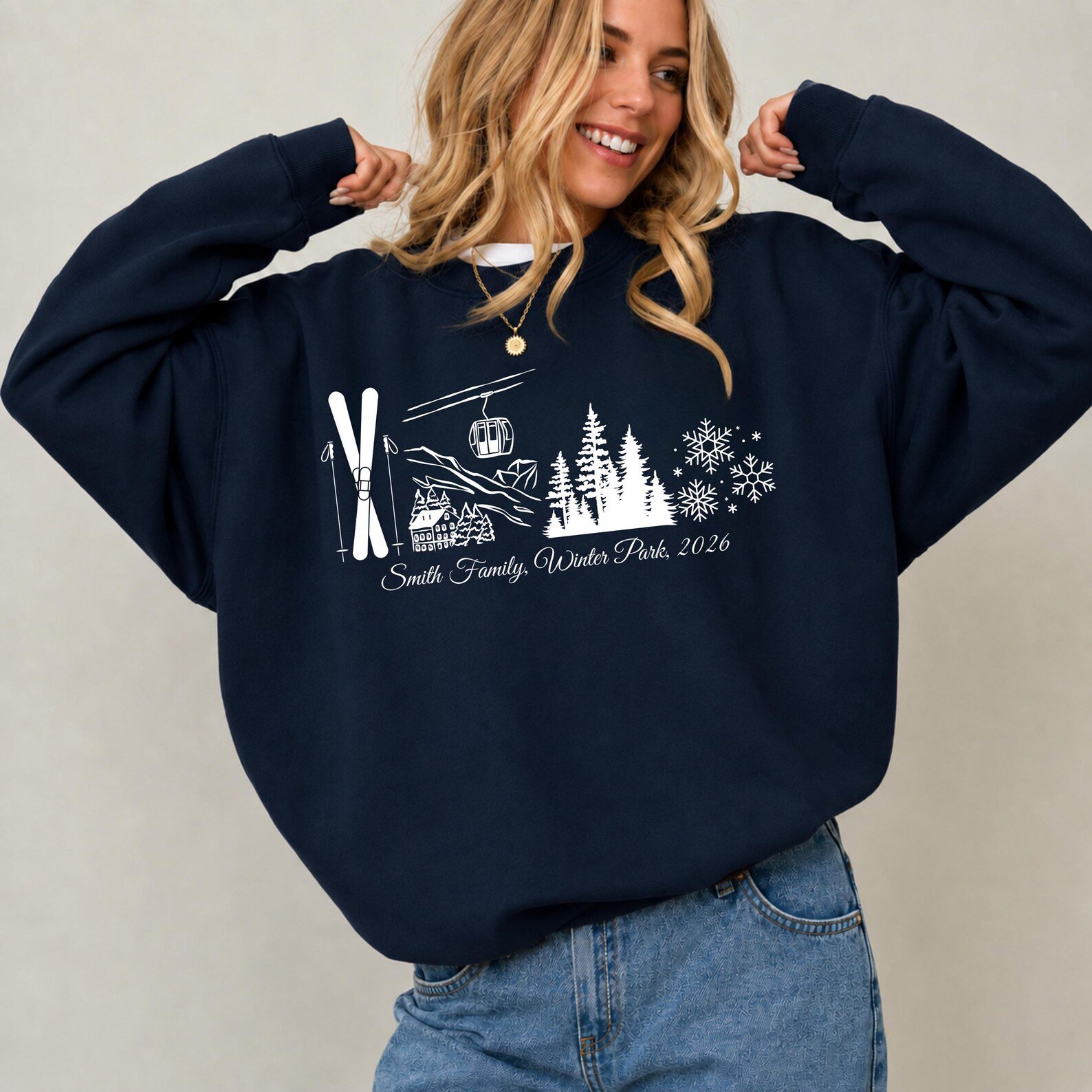 Custom Ski Trip Sweatshirt, Matching Family Vacation Shirt, Mountain Cabin Graphic Tee 8