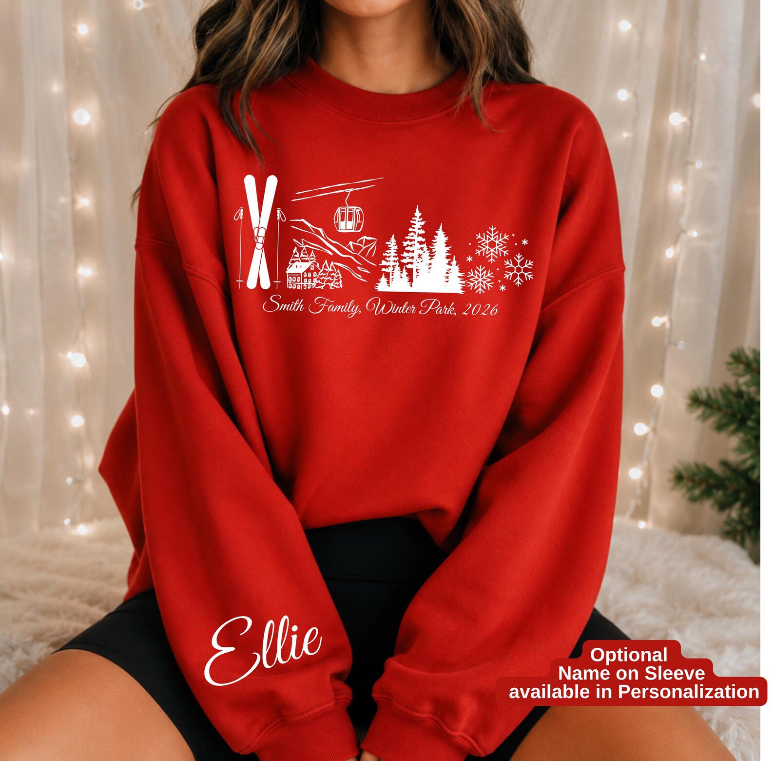 Custom Ski Trip Sweatshirt, Matching Family Vacation Shirt, Mountain Cabin Graphic Tee 10