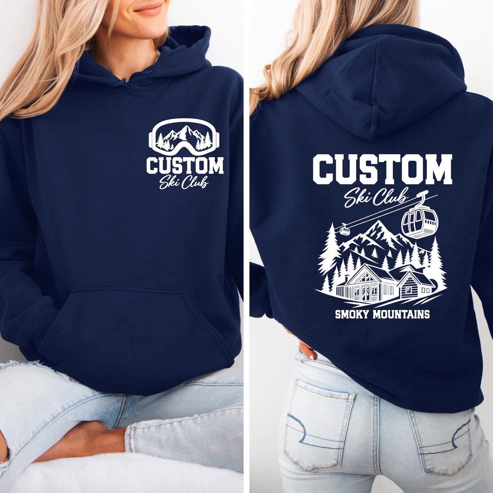 Custom Ski Club Sweatshirt, Matching Family Vacation Shirt, Mountain Cabin Graphic Tee 3