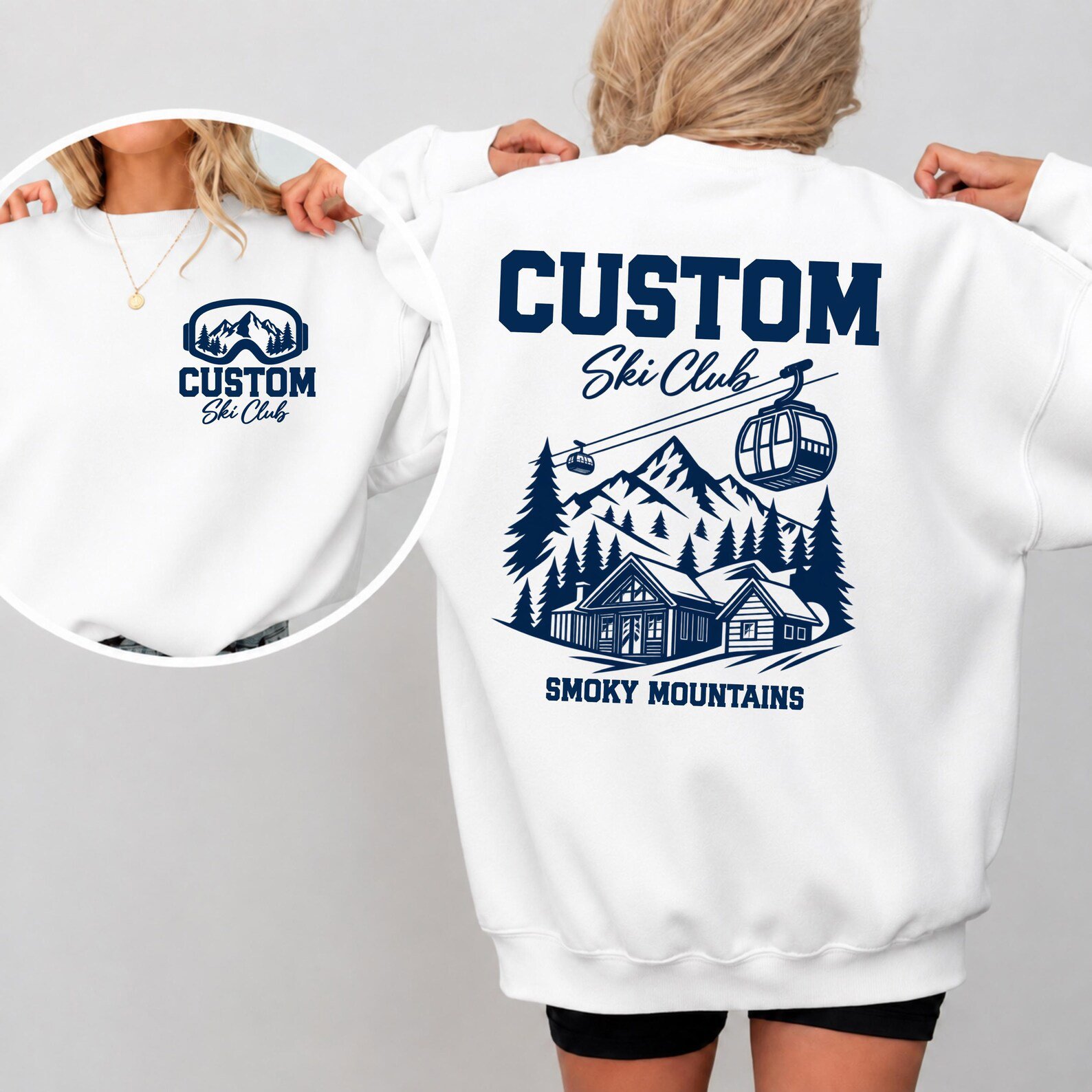 Custom Ski Club Sweatshirt, Matching Family Vacation Shirt, Mountain Cabin Graphic Tee 5