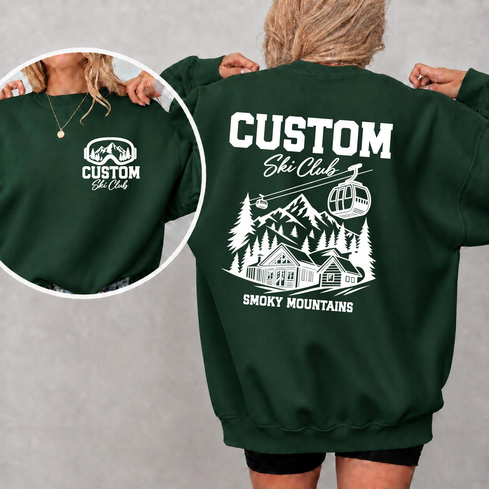 Custom Ski Club Sweatshirt, Matching Family Vacation Shirt, Mountain Cabin Graphic Tee 6