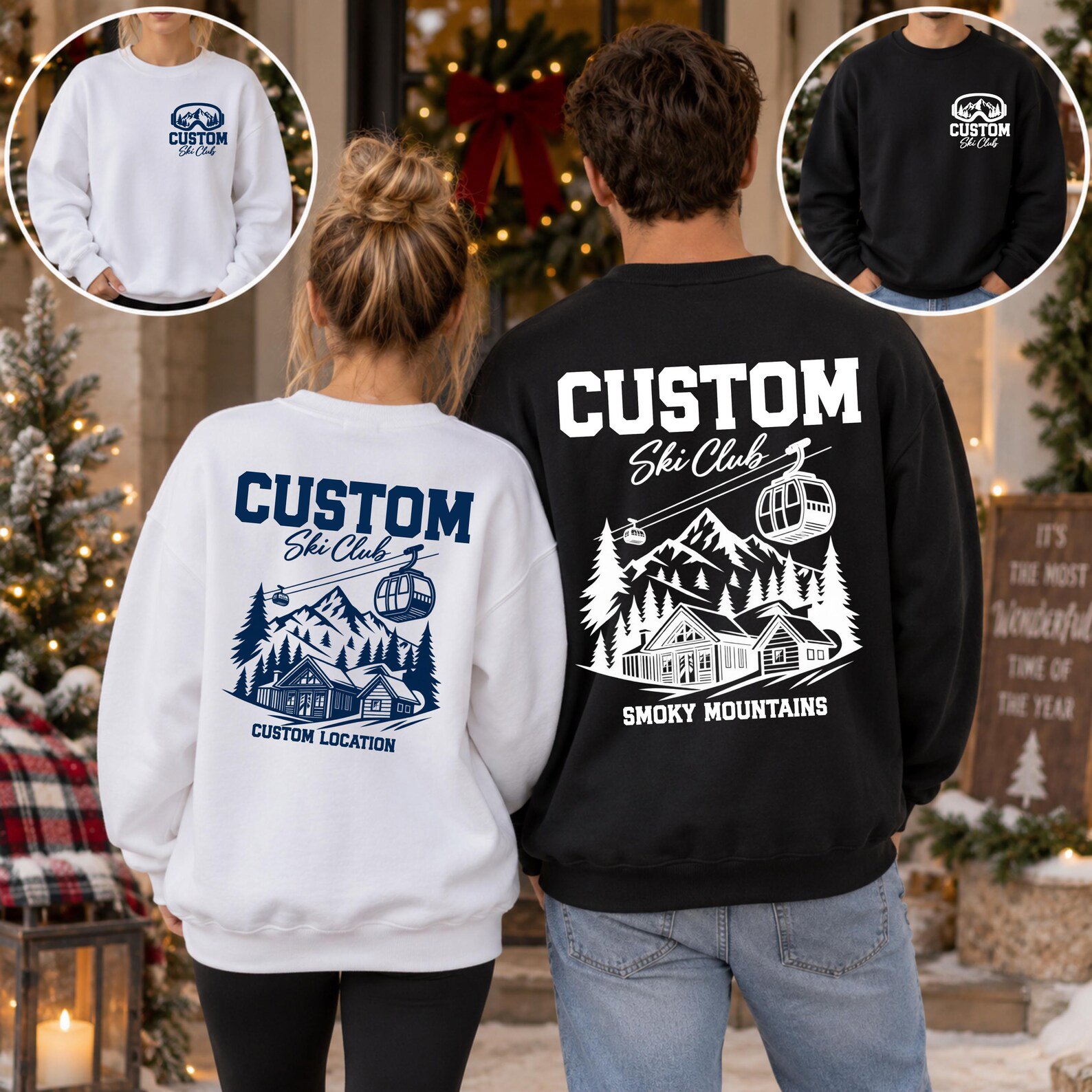 Custom Ski Club Sweatshirt, Matching Family Vacation Shirt, Mountain Cabin Graphic Tee 7