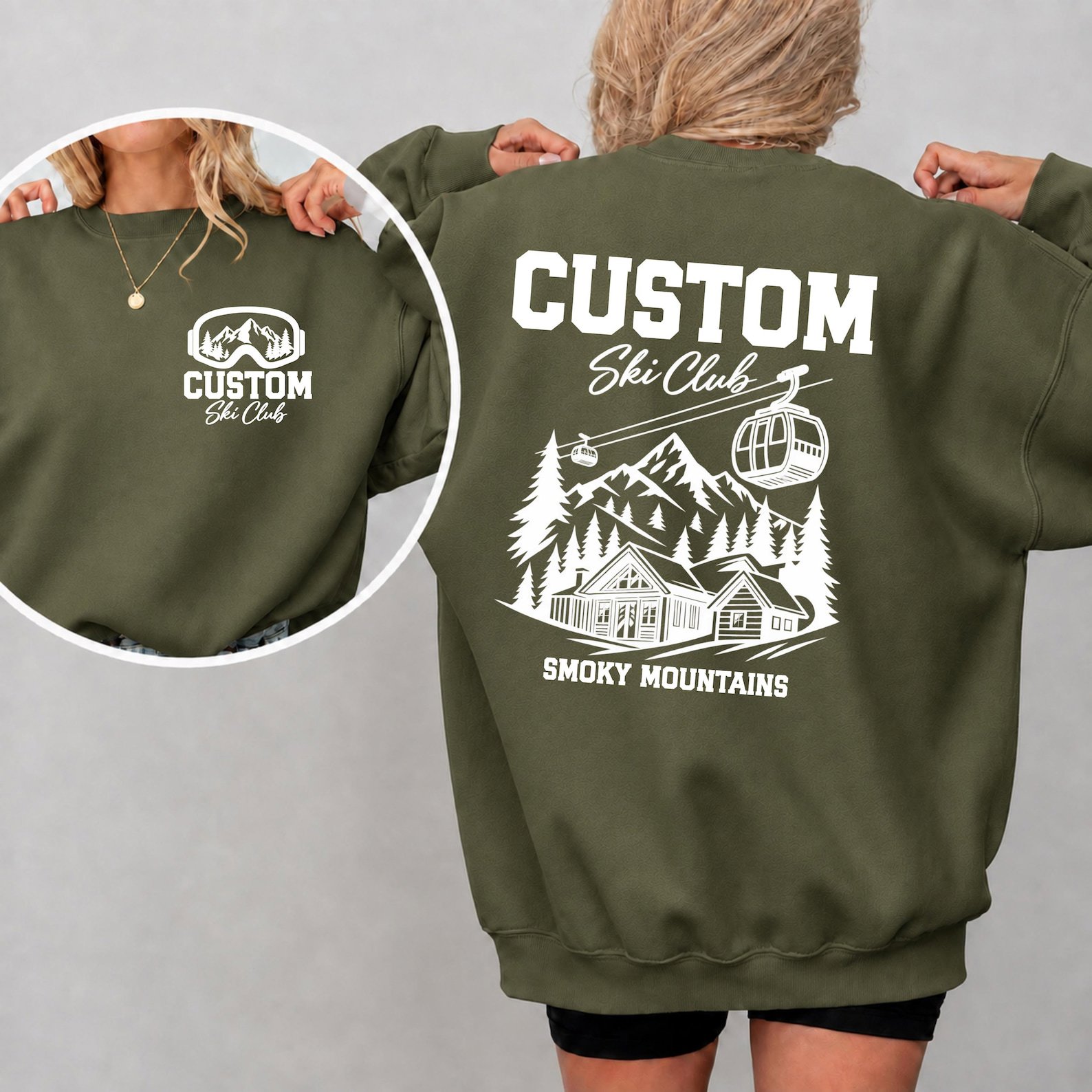 Custom Ski Club Sweatshirt, Matching Family Vacation Shirt, Mountain Cabin Graphic Tee 8