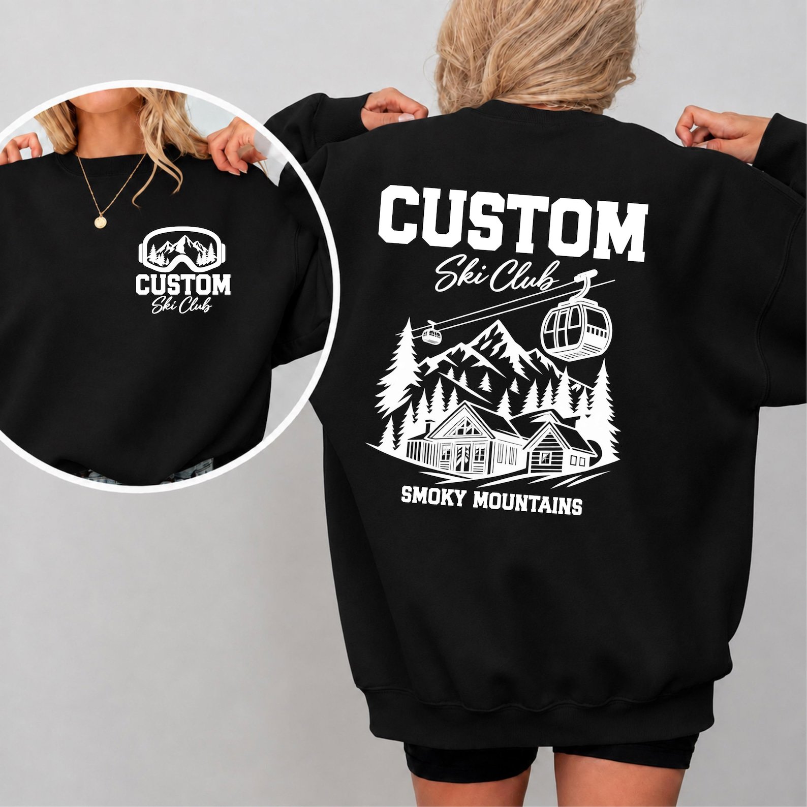 Custom Ski Club Sweatshirt, Matching Family Vacation Shirt, Mountain Cabin Graphic Tee 10