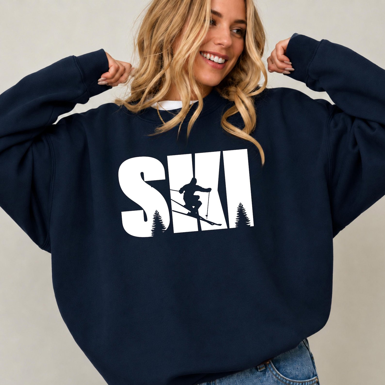 Ski Couple Sweatshirt, Winter Vacation Mountain Shirt, Matching Snow Sports Graphic Tee 1