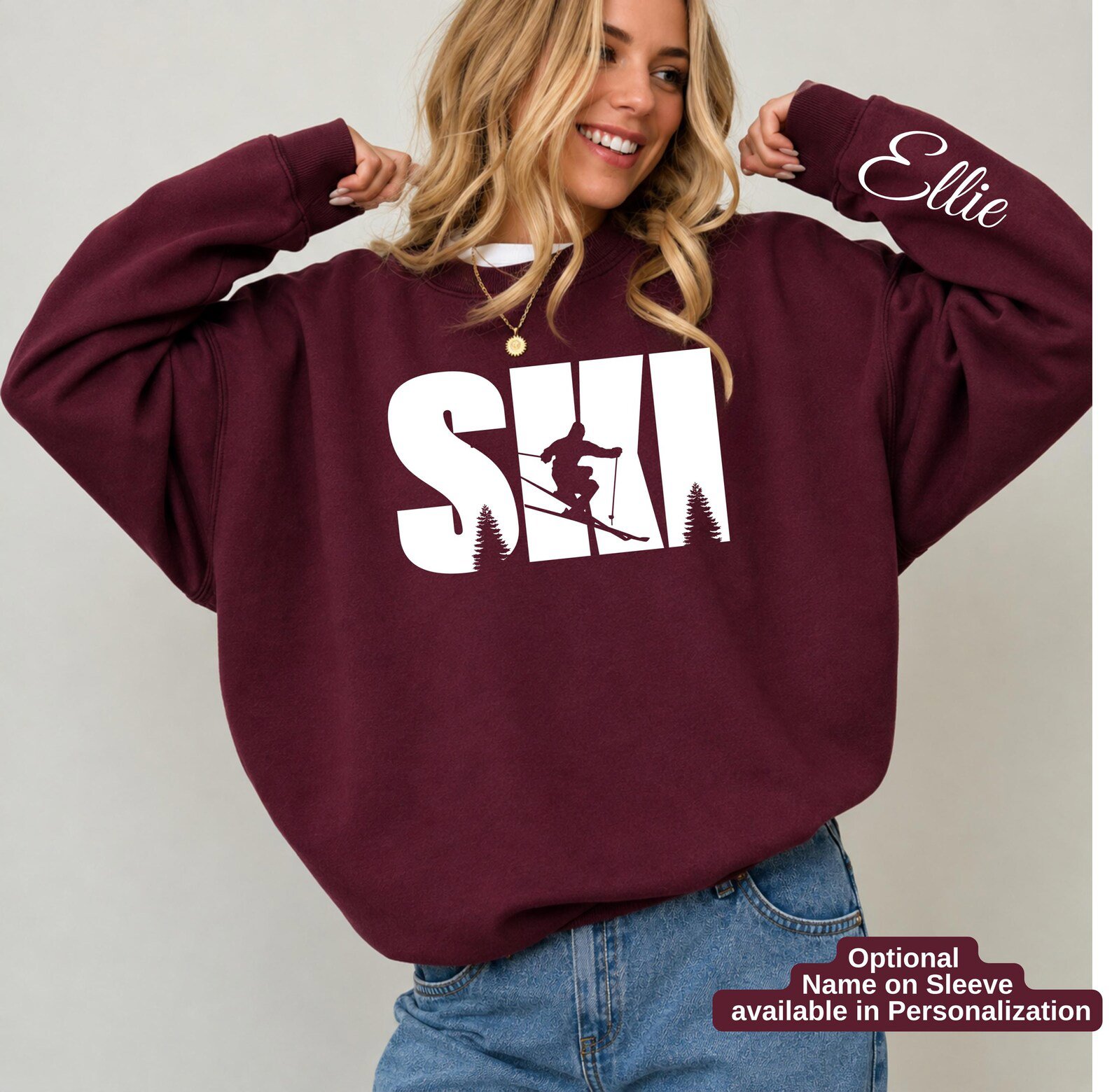 Ski Couple Sweatshirt, Winter Vacation Mountain Shirt, Matching Snow Sports Graphic Tee 3