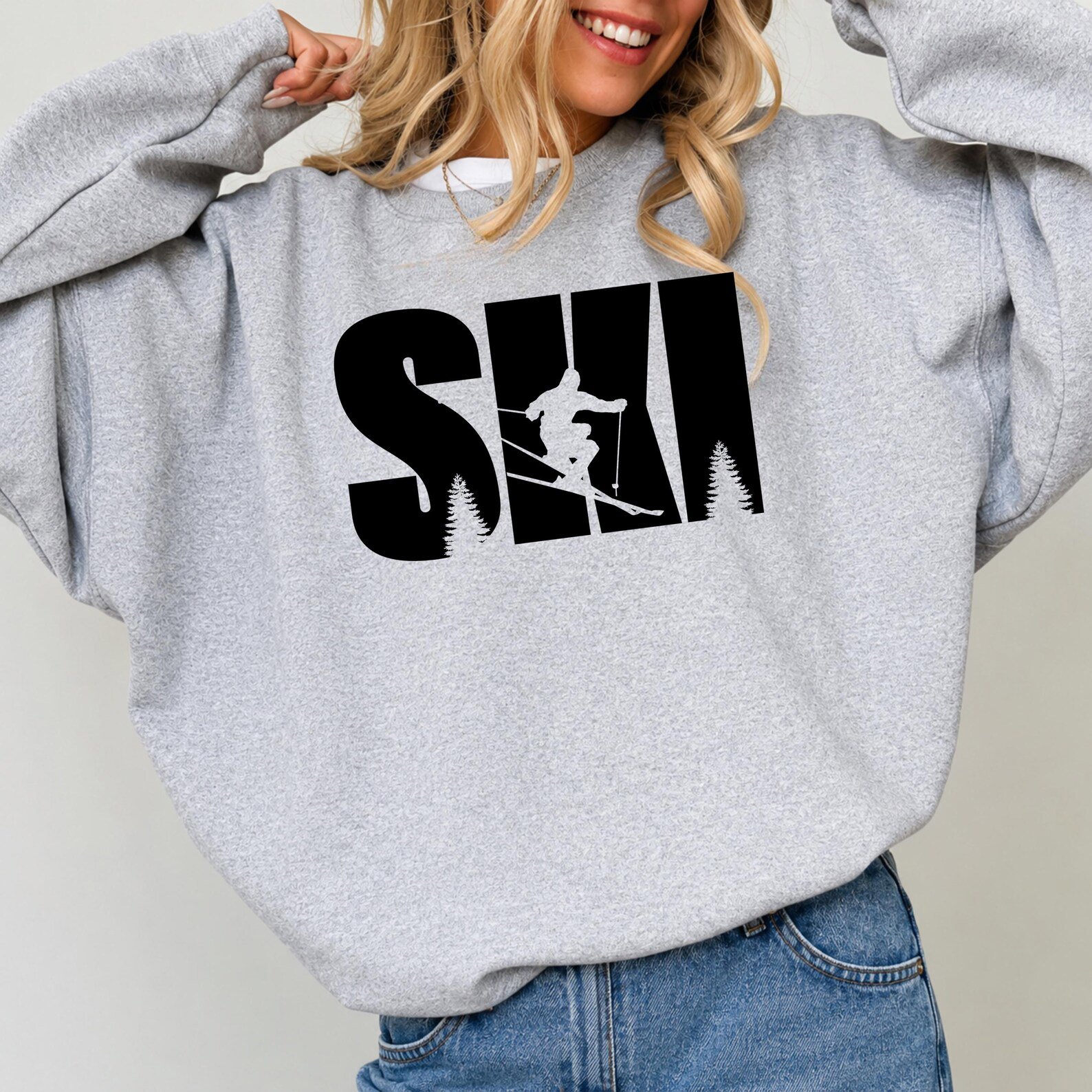 Ski Couple Sweatshirt, Winter Vacation Mountain Shirt, Matching Snow Sports Graphic Tee 6