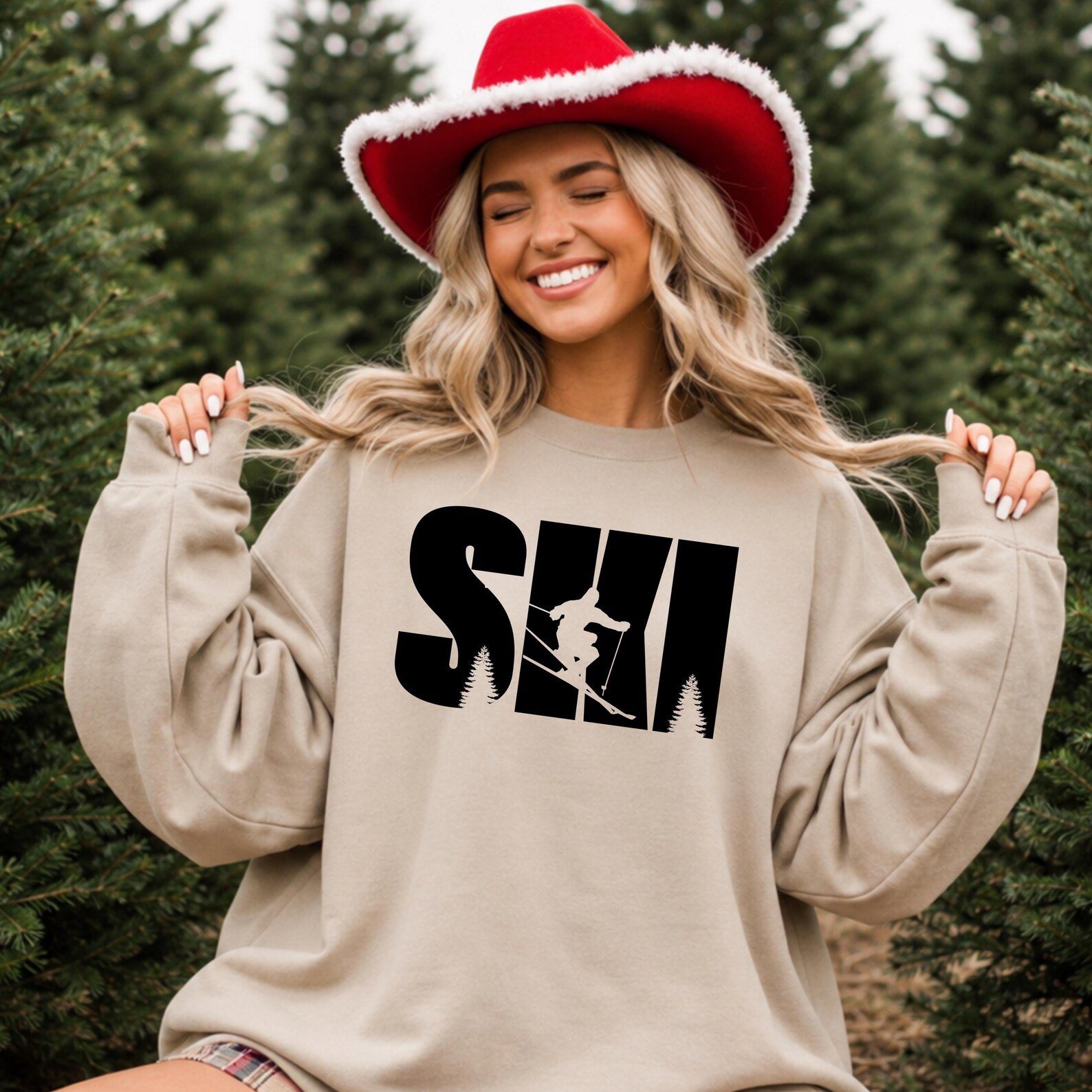 Ski Couple Sweatshirt, Winter Vacation Mountain Shirt, Matching Snow Sports Graphic Tee 7