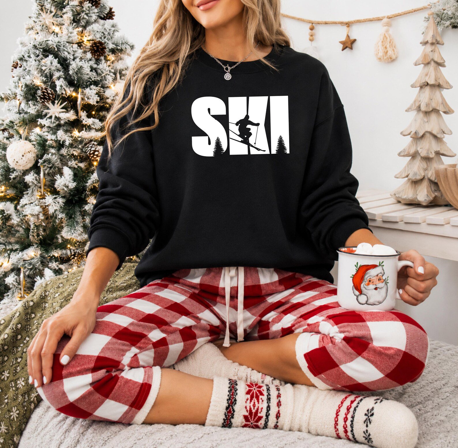 Ski Couple Sweatshirt, Winter Vacation Mountain Shirt, Matching Snow Sports Graphic Tee 9