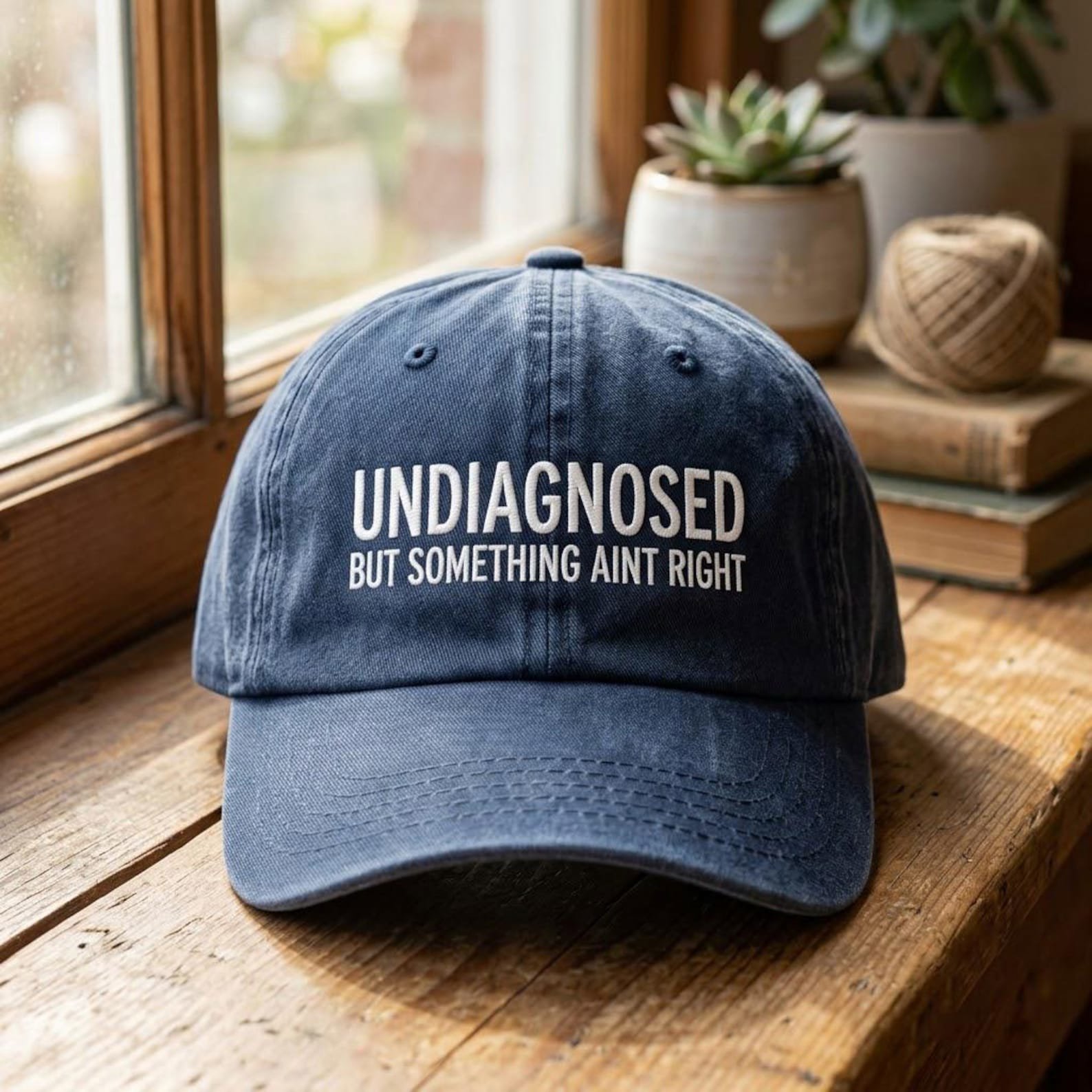 Funny Undiagnosed Embroidered Hat, Sarcastic Mental Health Dad Cap, Something Ain’t Right Quote Gift, Everyday Humor Accessory Gift 2