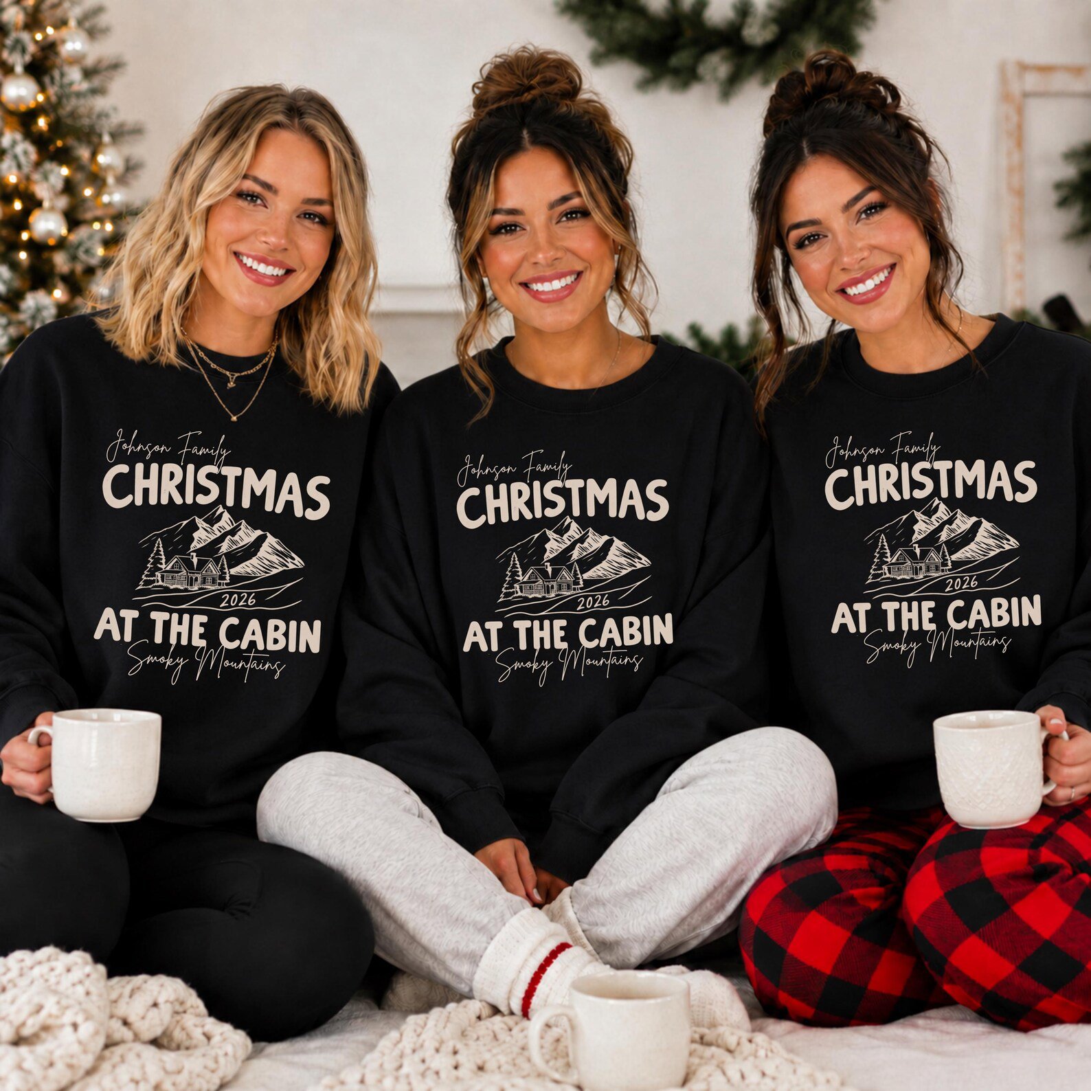 Christmas At The Cabin Shirt, Custom Family Vacation Tee, Matching Holiday Graphic Sweatshirt 2