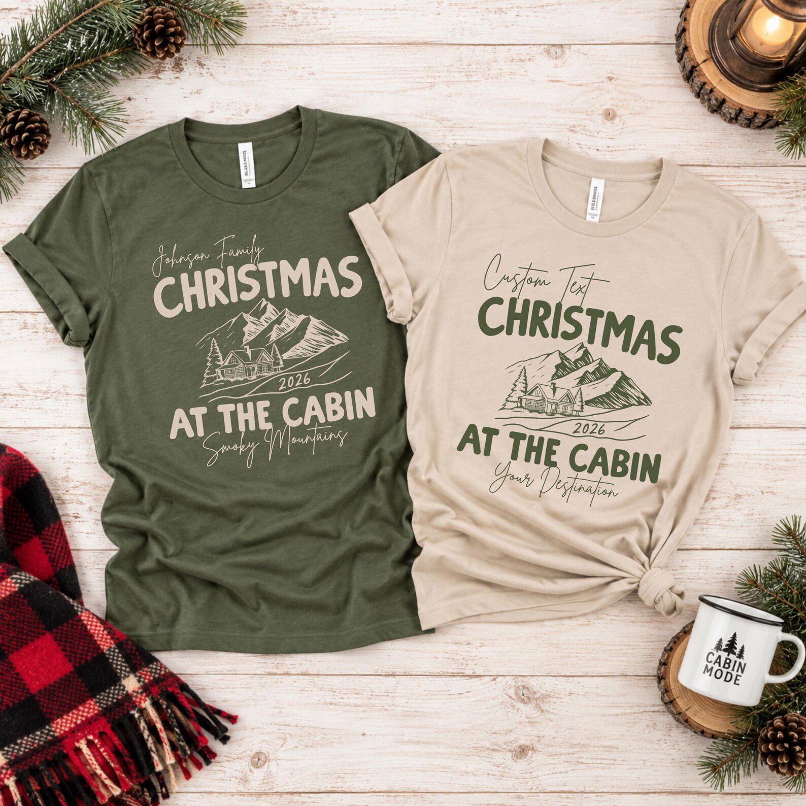 Christmas At The Cabin Shirt, Custom Family Vacation Tee, Matching Holiday Graphic Sweatshirt 3