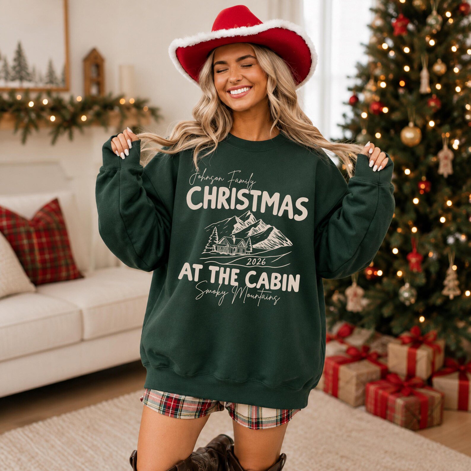 Christmas At The Cabin Shirt, Custom Family Vacation Tee, Matching Holiday Graphic Sweatshirt 8