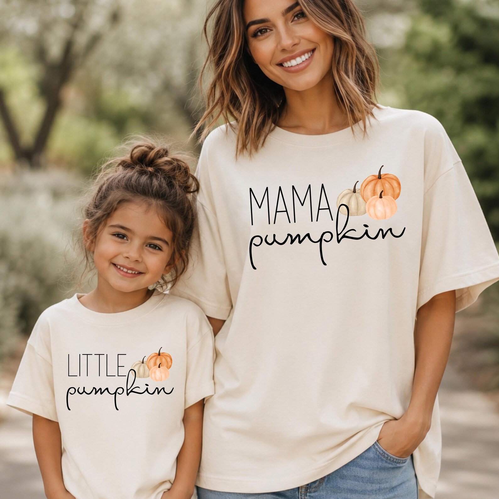Custom Family Pumpkin Matching Shirt Set , Watercolor Art Thanksgiving Outfit For Mama Little Sibling Daddy 5