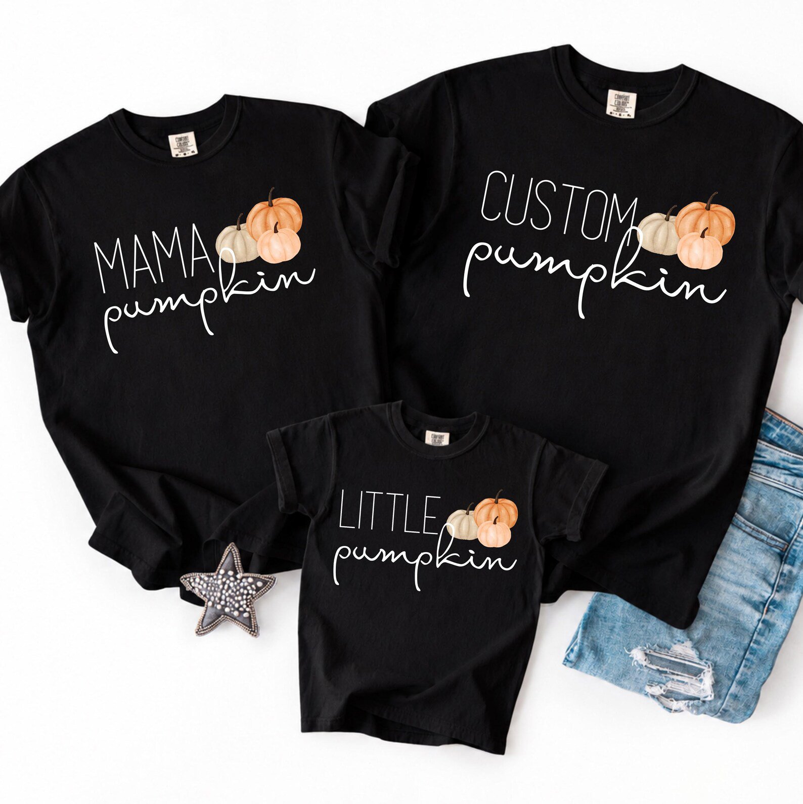 Custom Family Pumpkin Matching Shirt Set , Watercolor Art Thanksgiving Outfit For Mama Little Sibling Daddy 9