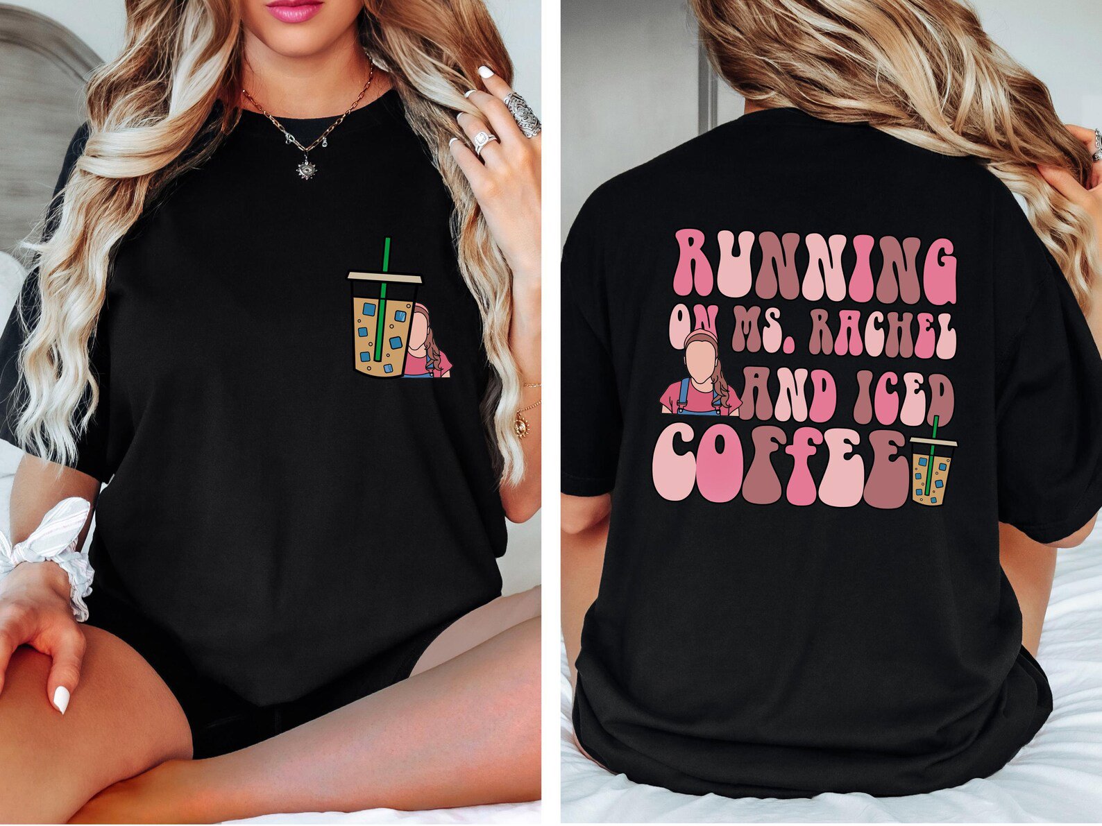 Running On Ms Rachel And Iced Coffee Sweatshirt, Miss Rachel T-Shirt, Coffee Mom Shirt, Ms Rachel Mom Gift For Mother's Day, Ms Rachel Tee 1