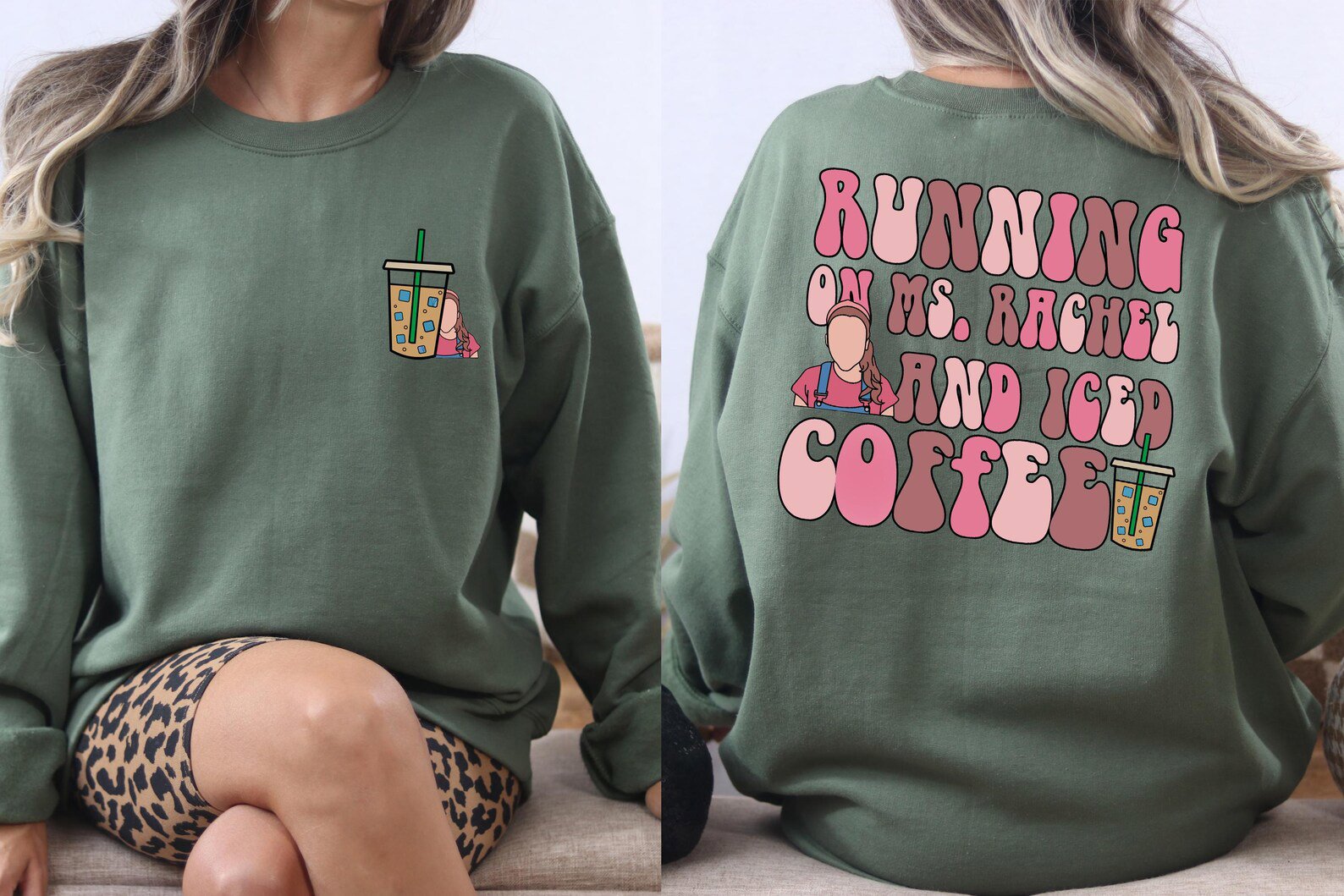 Running On Ms Rachel And Iced Coffee Sweatshirt, Miss Rachel T-Shirt, Coffee Mom Shirt, Ms Rachel Mom Gift For Mother's Day, Ms Rachel Tee 4