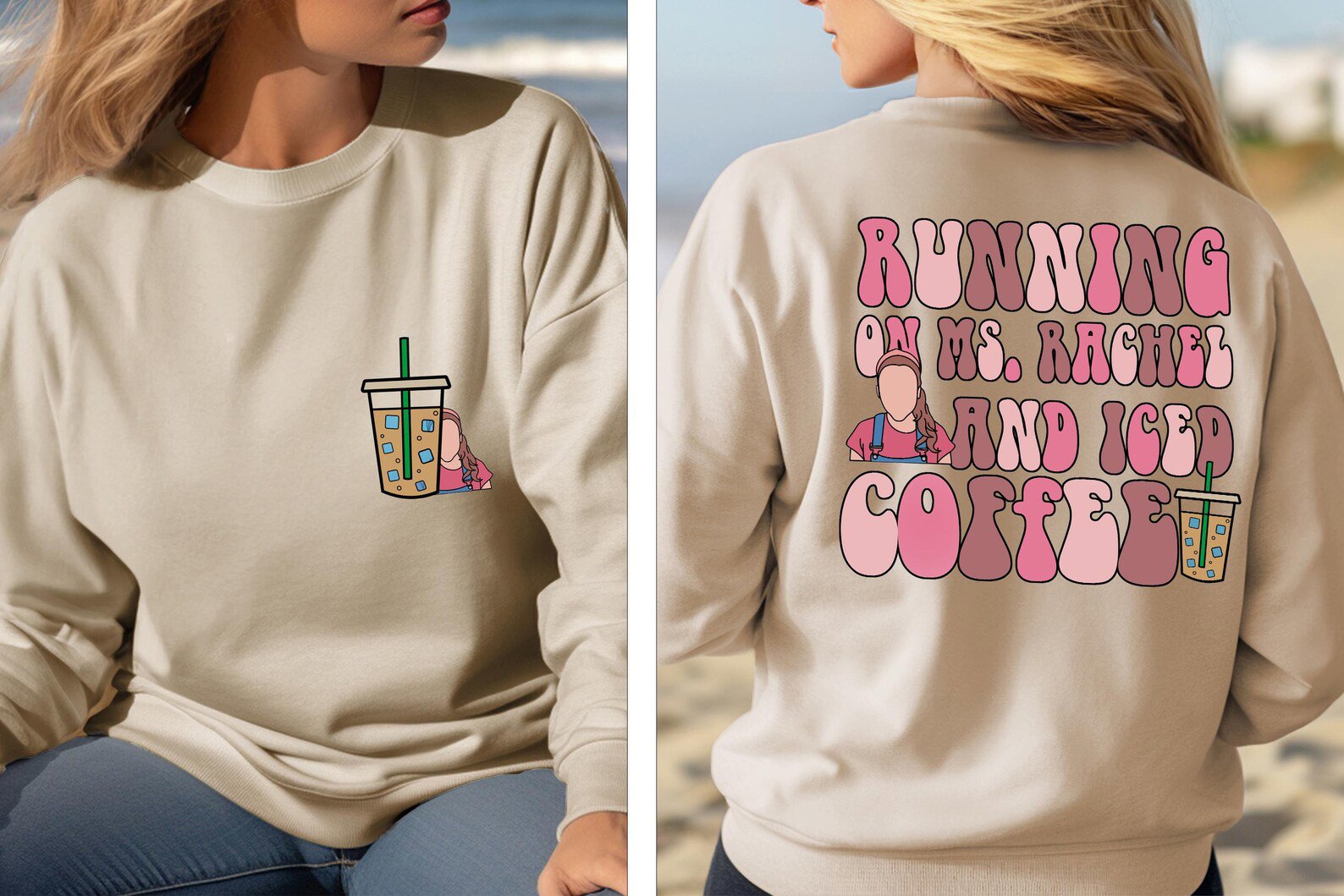 Running On Ms Rachel And Iced Coffee Sweatshirt, Miss Rachel T-Shirt, Coffee Mom Shirt, Ms Rachel Mom Gift For Mother's Day, Ms Rachel Tee 5