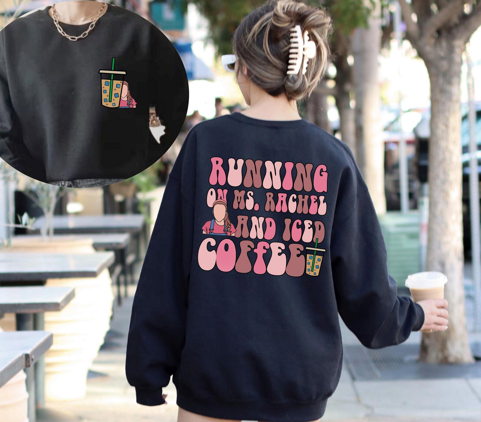 Running On Ms Rachel And Iced Coffee Sweatshirt, Miss Rachel T-Shirt, Coffee Mom Shirt, Ms Rachel Mom Gift For Mother's Day, Ms Rachel Tee 6