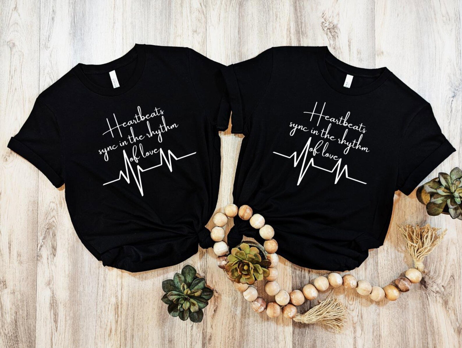 Heartbeats Sync In The Rhythm Of Love, Matching Family Heartbeat Shirts, Sister & Best Friend Tees, Family Photo Outfit Gift 3