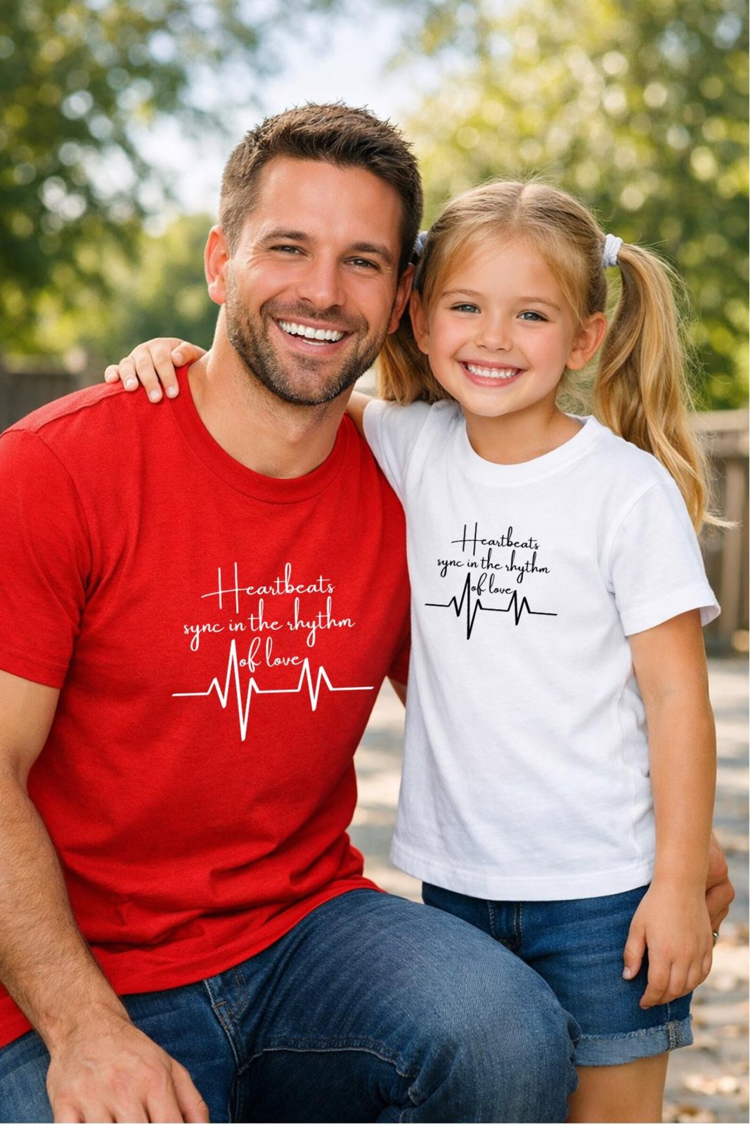Heartbeats Sync In The Rhythm Of Love, Matching Family Heartbeat Shirts, Sister & Best Friend Tees, Family Photo Outfit Gift 4