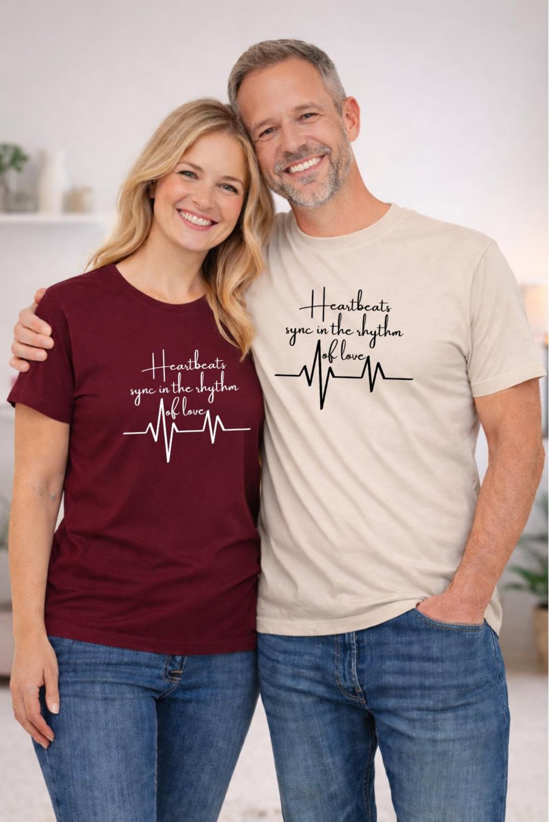 Heartbeats Sync In The Rhythm Of Love, Matching Family Heartbeat Shirts, Sister & Best Friend Tees, Family Photo Outfit Gift 7