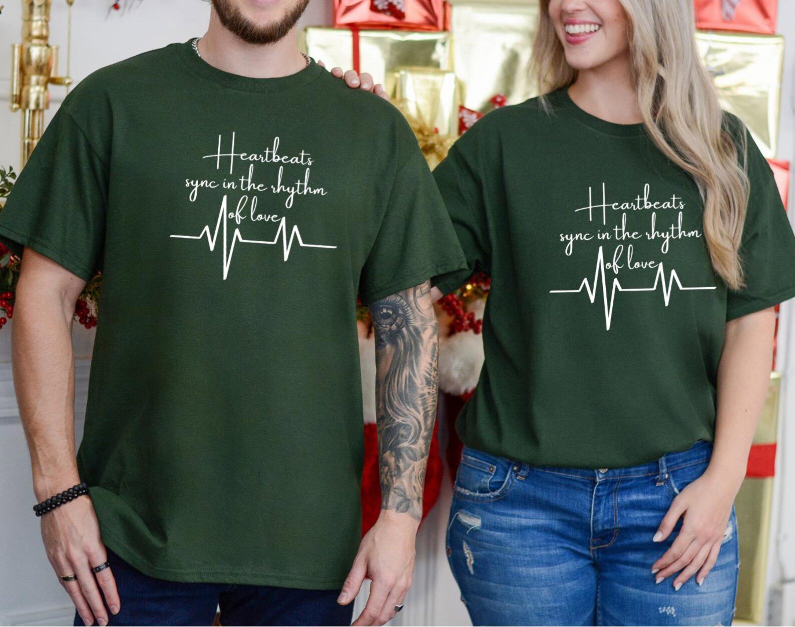 Heartbeats Sync In The Rhythm Of Love, Matching Family Heartbeat Shirts, Sister & Best Friend Tees, Family Photo Outfit Gift 8
