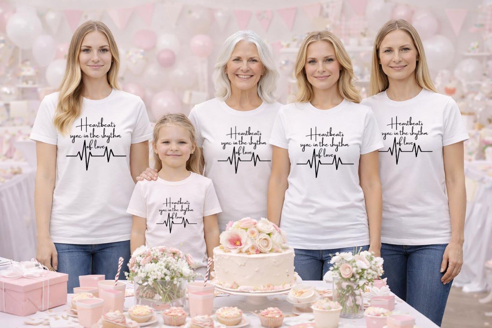 Heartbeats Sync In The Rhythm Of Love, Matching Family Heartbeat Shirts, Sister & Best Friend Tees, Family Photo Outfit Gift 10