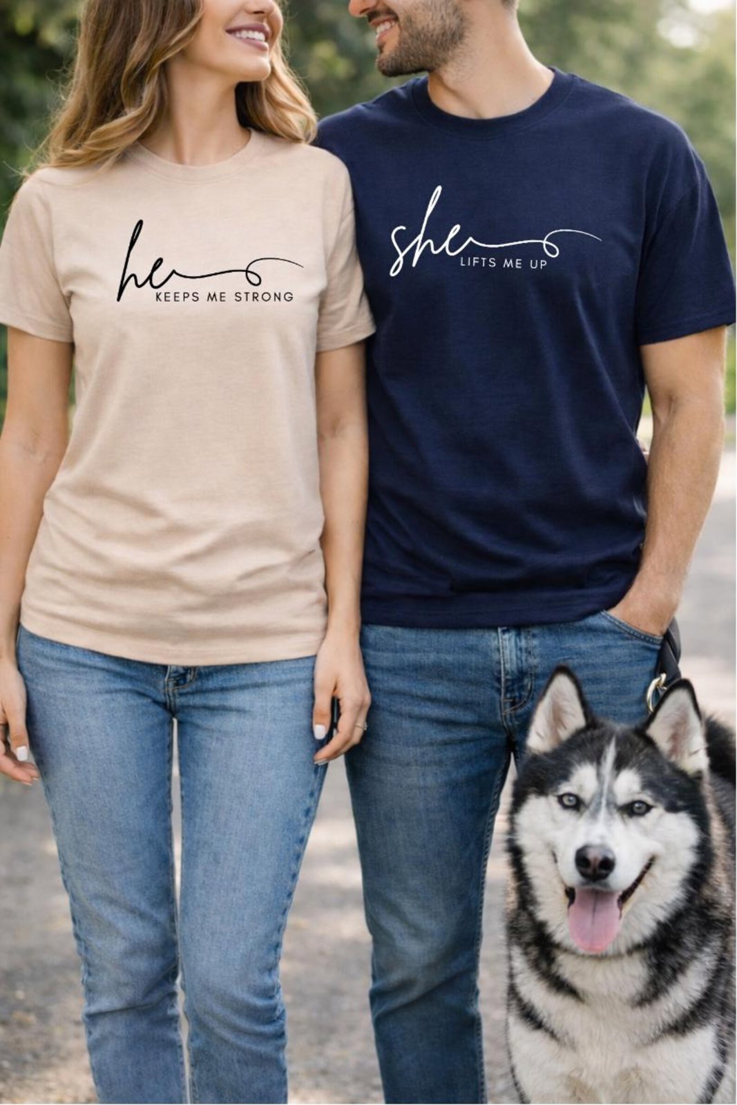She Lifts Me Up, He Keeps Me Strong Shirt, Couple Sweatshirts, He She Couple Shirts, Couple Gift, Valentine Anniversary Sweatshirt Set 3