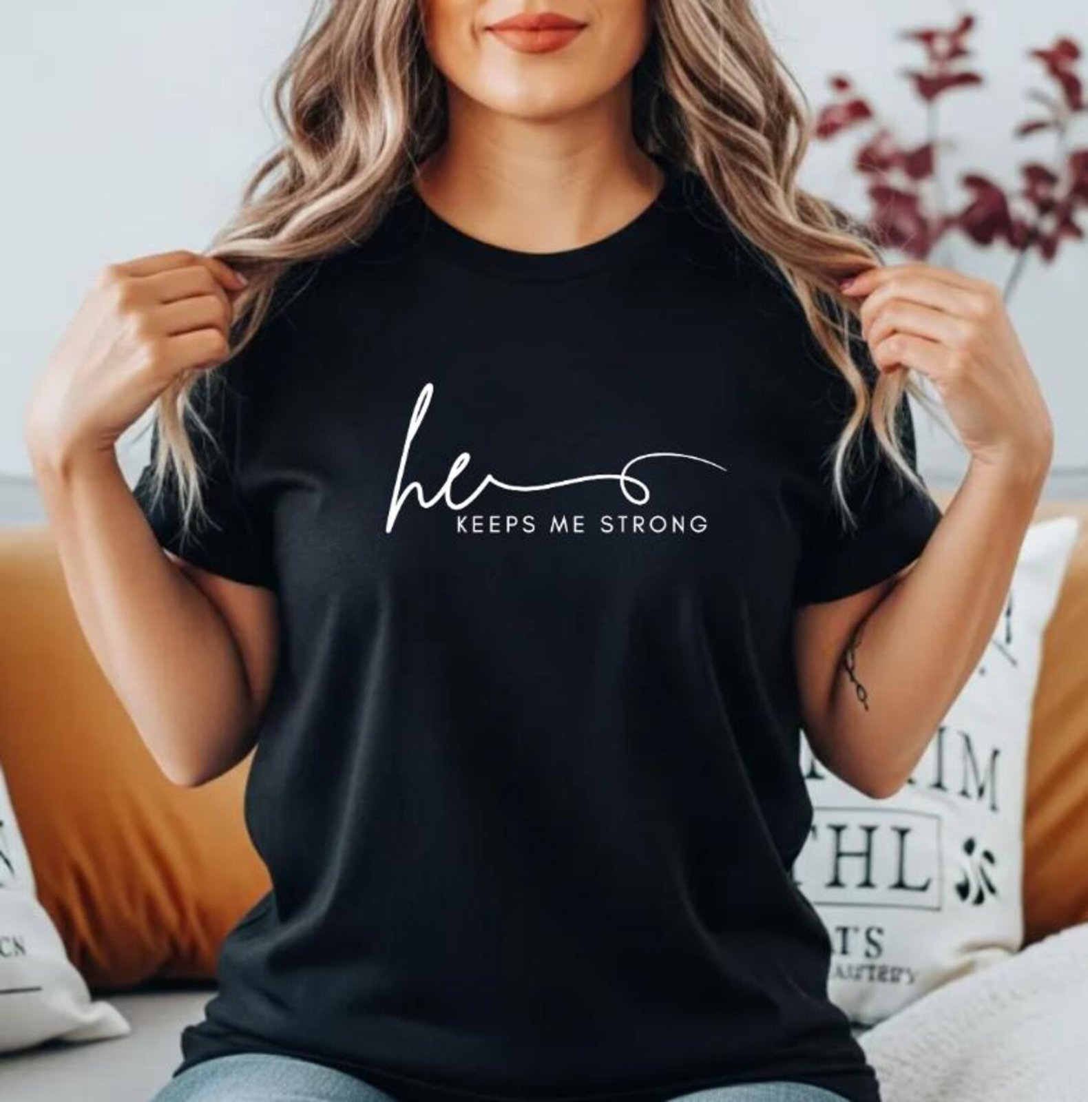 She Lifts Me Up, He Keeps Me Strong Shirt, Couple Sweatshirts, He She Couple Shirts, Couple Gift, Valentine Anniversary Sweatshirt Set 8