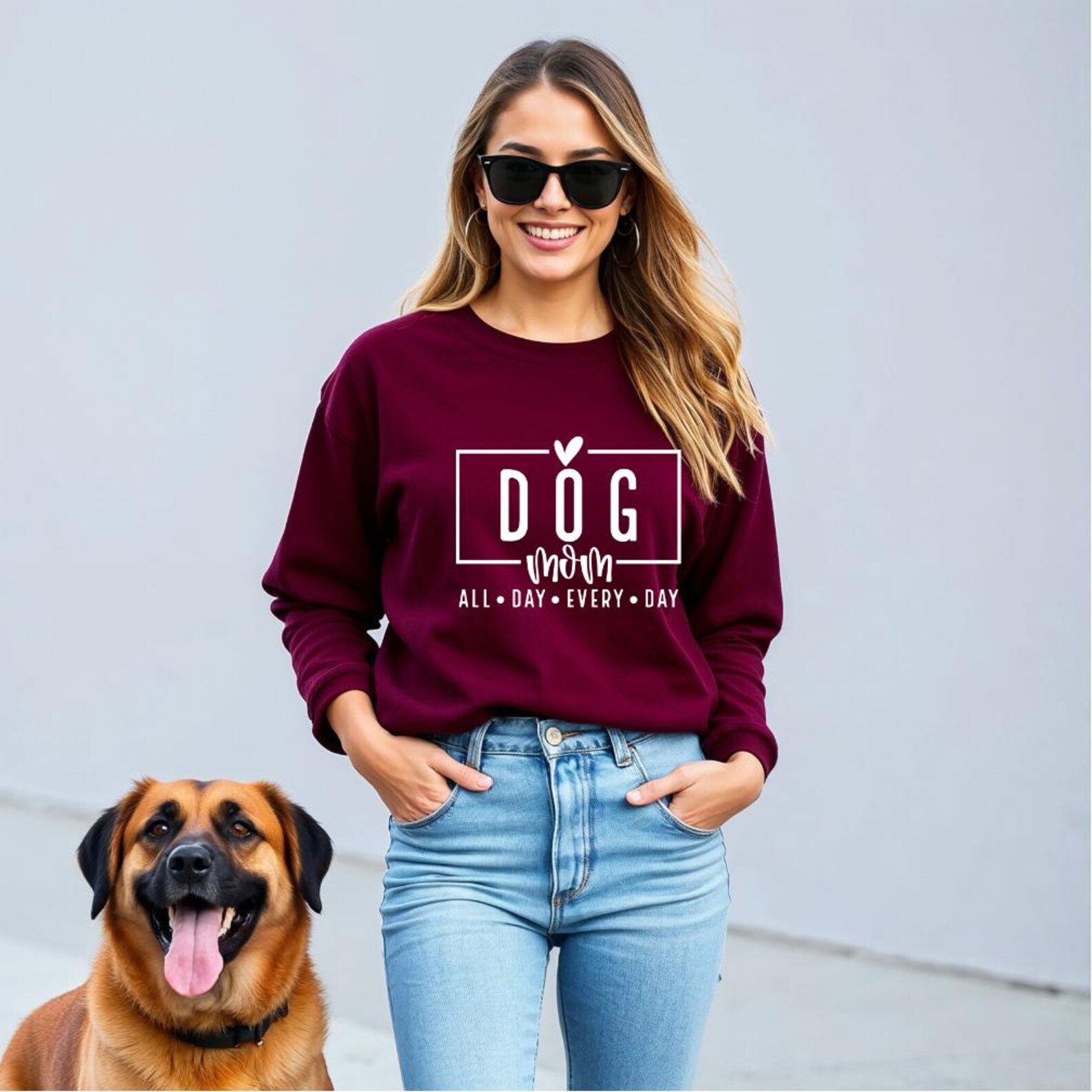 Dog Mom Sweatshirt, Dog Lover Gift, Pet Mom Pullover, All Day Every Day Crewneck, Cute Dog Mom Shirt, Mother's Day Birthday Christmas Gift 3