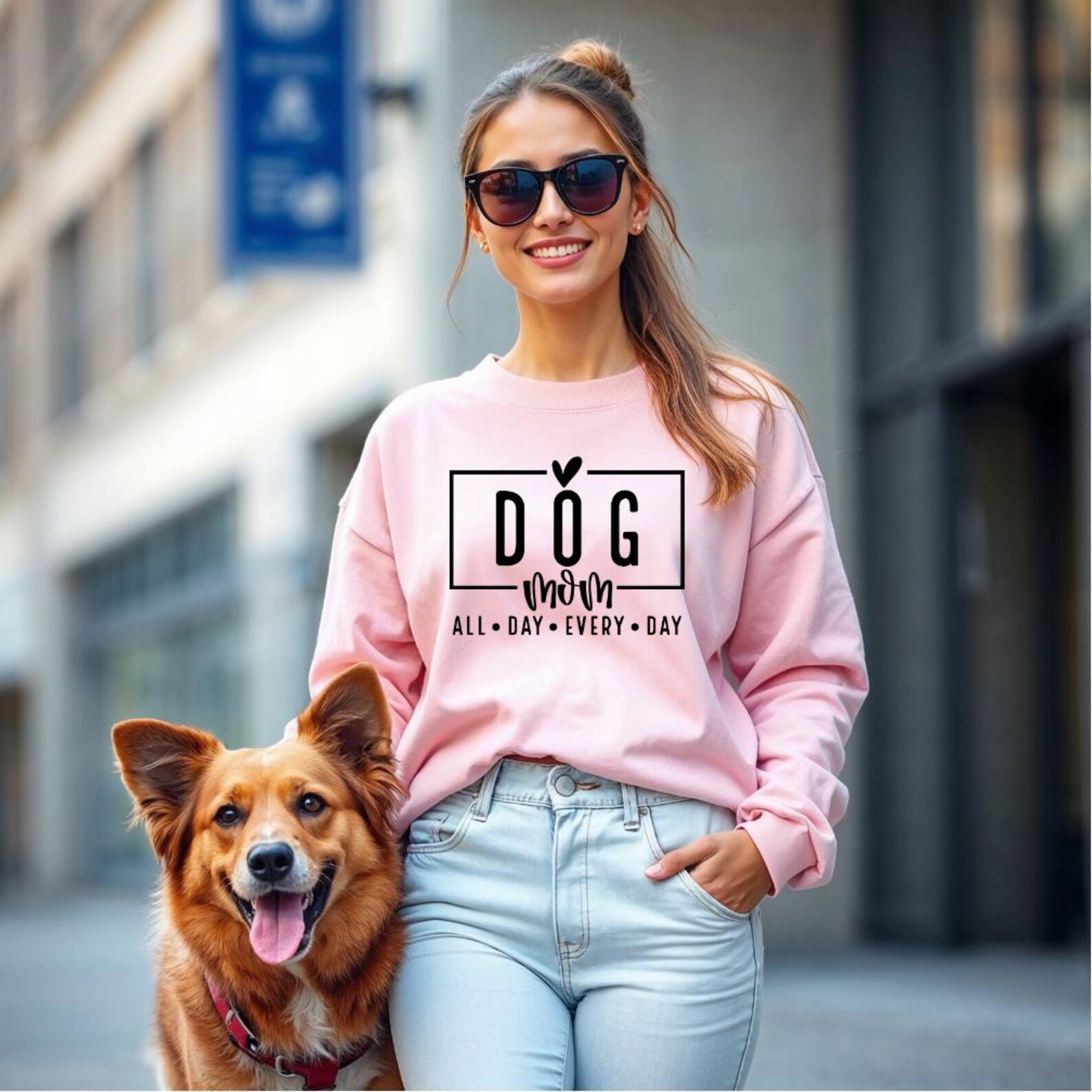 Dog Mom Sweatshirt, Dog Lover Gift, Pet Mom Pullover, All Day Every Day Crewneck, Cute Dog Mom Shirt, Mother's Day Birthday Christmas Gift 4