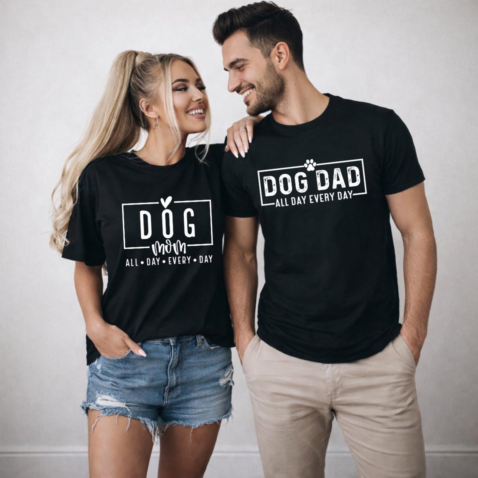 Matching Dog Mom Dog Dad Shirts, Couples Pet Parent Tee Set, Dog Lover Gifts for Couples, Mothers Day Fathers Day, Anniversary Christmas 1
