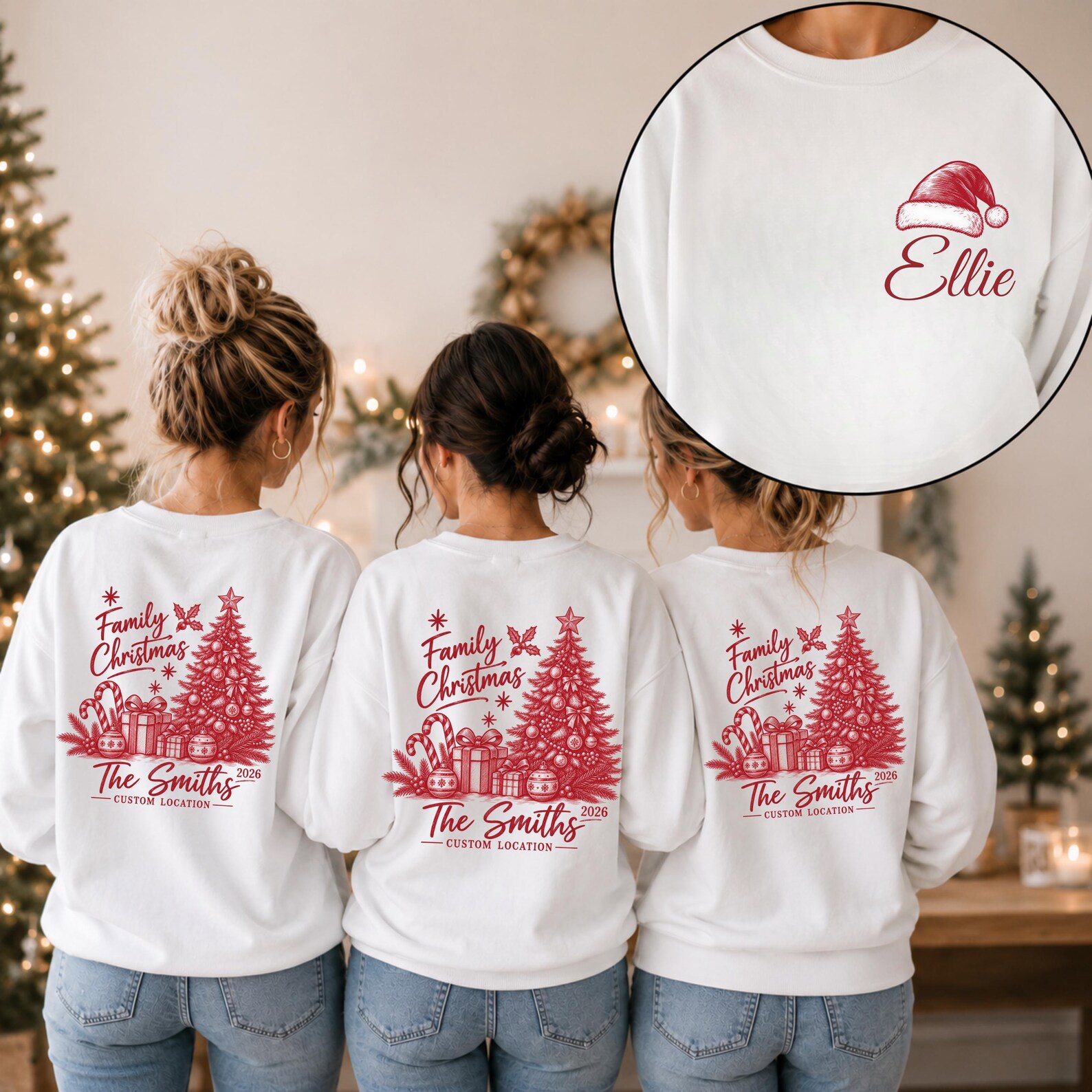 Custom Christmas Family Matching Shirt, Vintage Tree Holiday Sweatshirt, Winter Vacation Graphic Tee 2