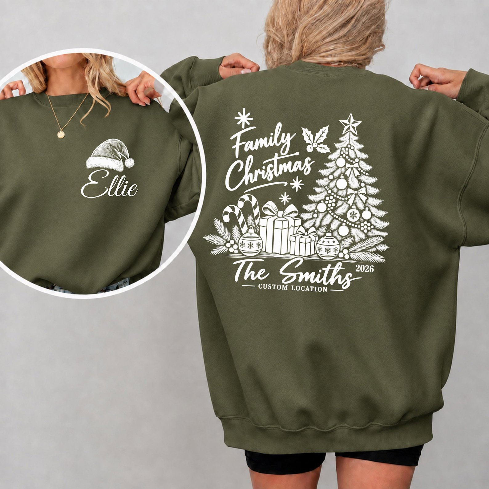 Custom Christmas Family Matching Shirt, Vintage Tree Holiday Sweatshirt, Winter Vacation Graphic Tee 3