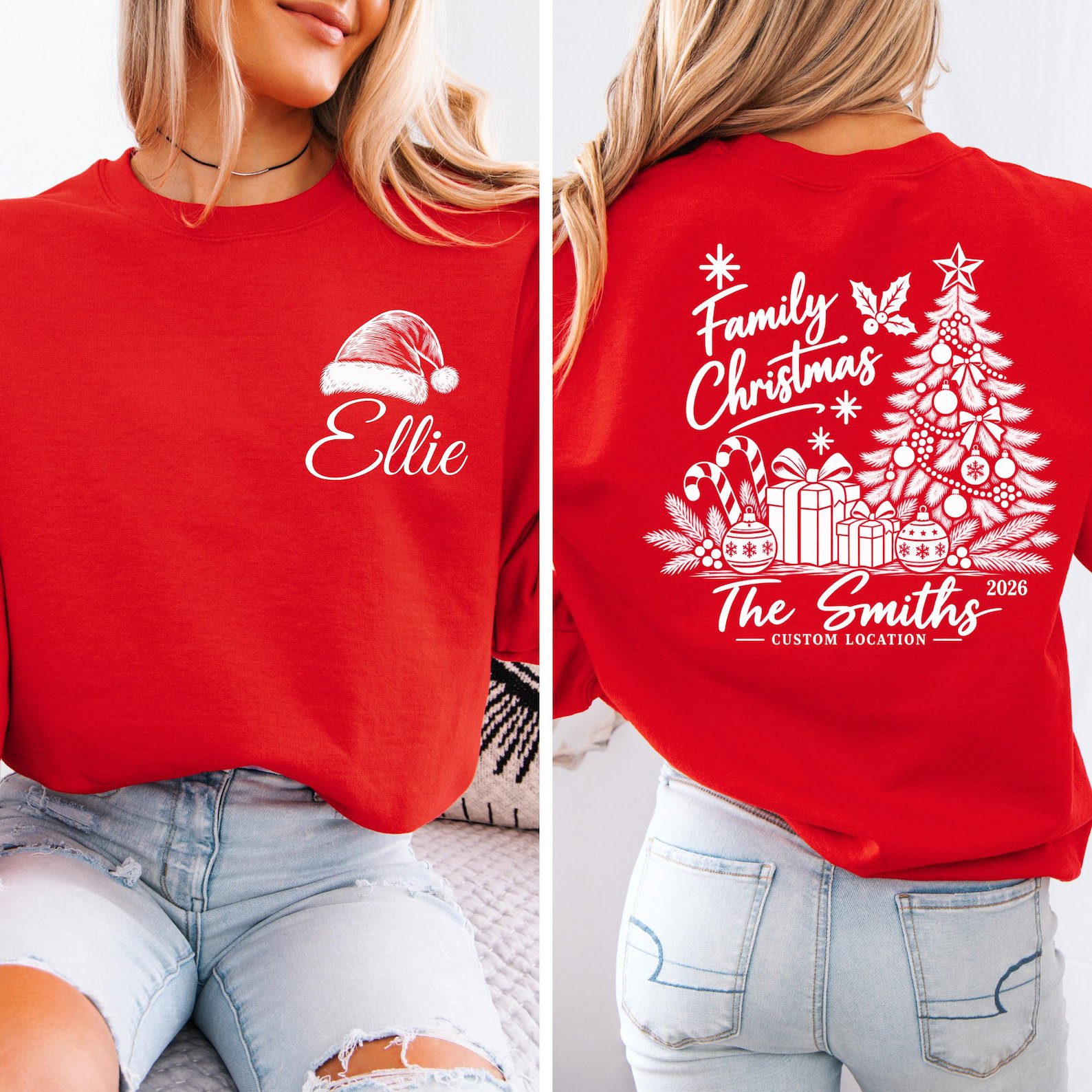 Custom Christmas Family Matching Shirt, Vintage Tree Holiday Sweatshirt, Winter Vacation Graphic Tee 6