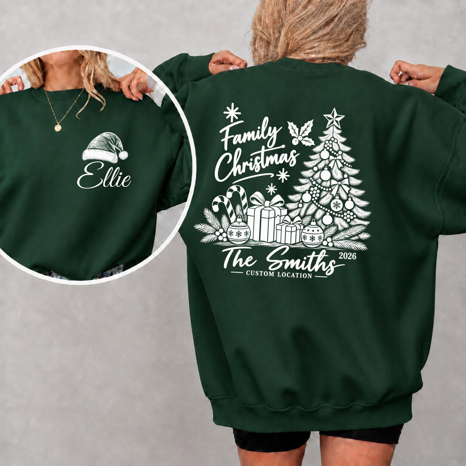 Custom Christmas Family Matching Shirt, Vintage Tree Holiday Sweatshirt, Winter Vacation Graphic Tee 7