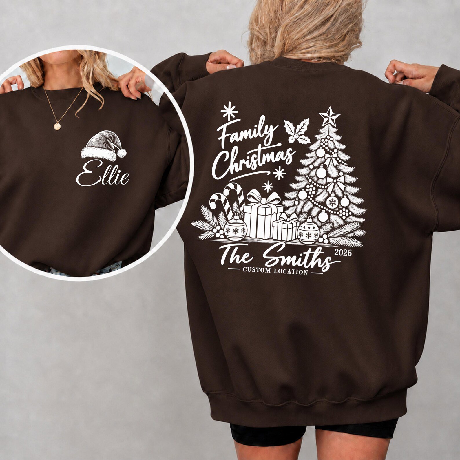 Custom Christmas Family Matching Shirt, Vintage Tree Holiday Sweatshirt, Winter Vacation Graphic Tee 8